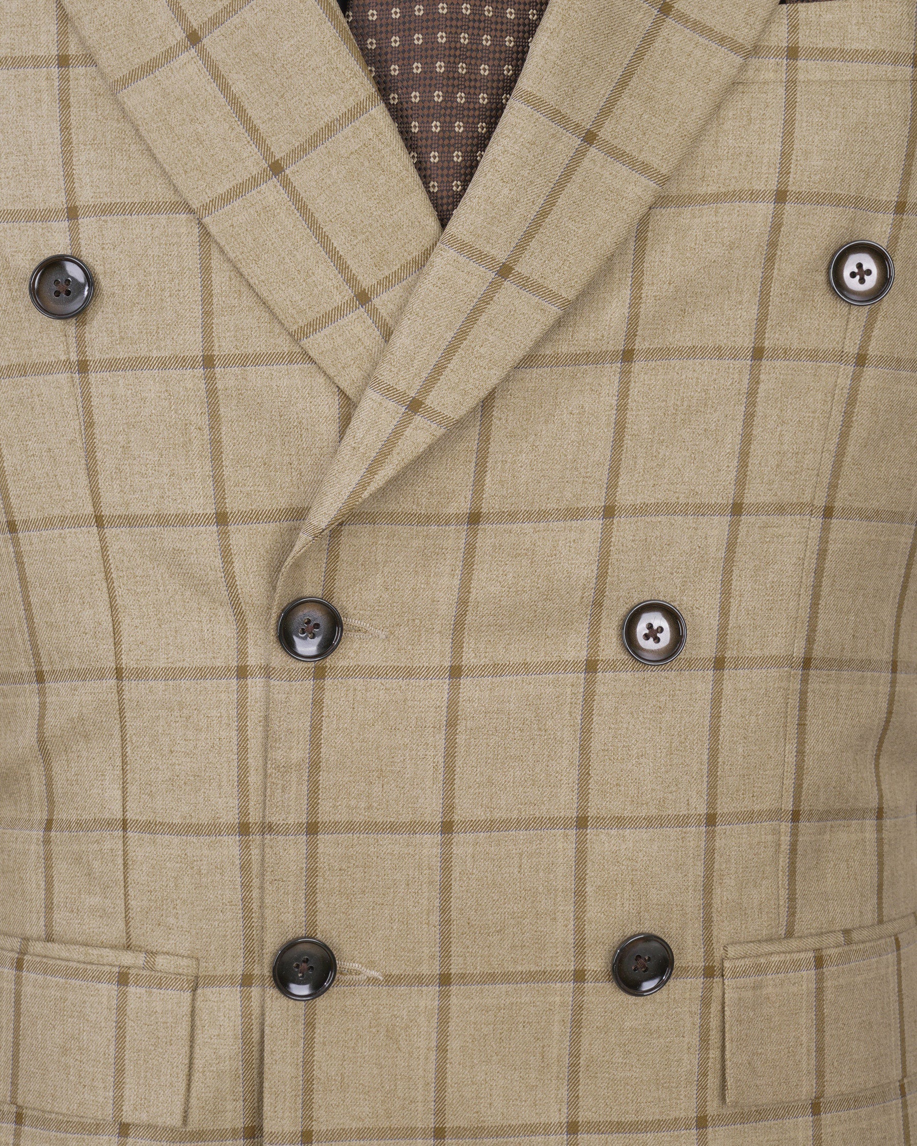 Rodeo Dust Brown Windowpane Double Breasted Suit