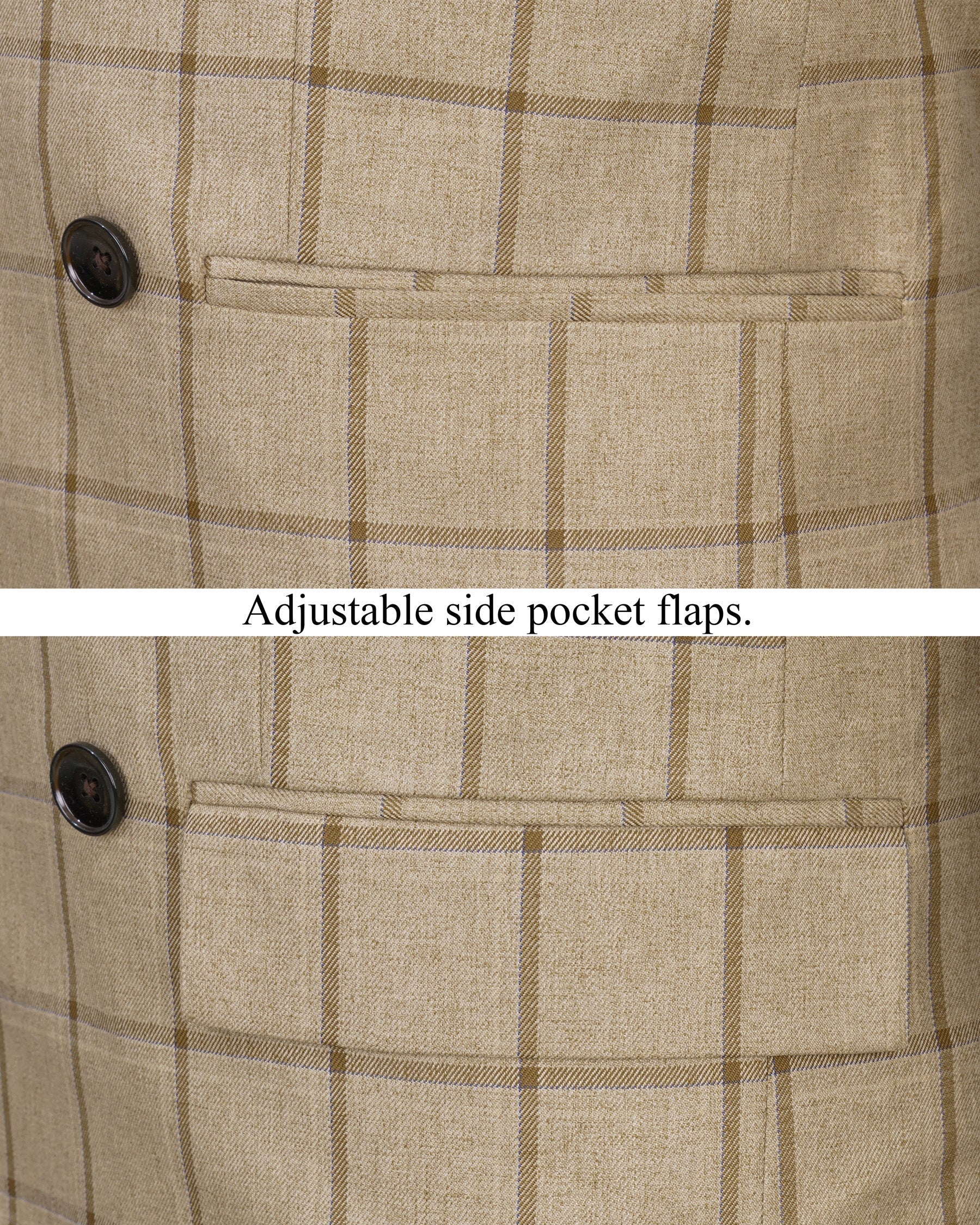 Rodeo Dust Brown Windowpane Double Breasted Suit