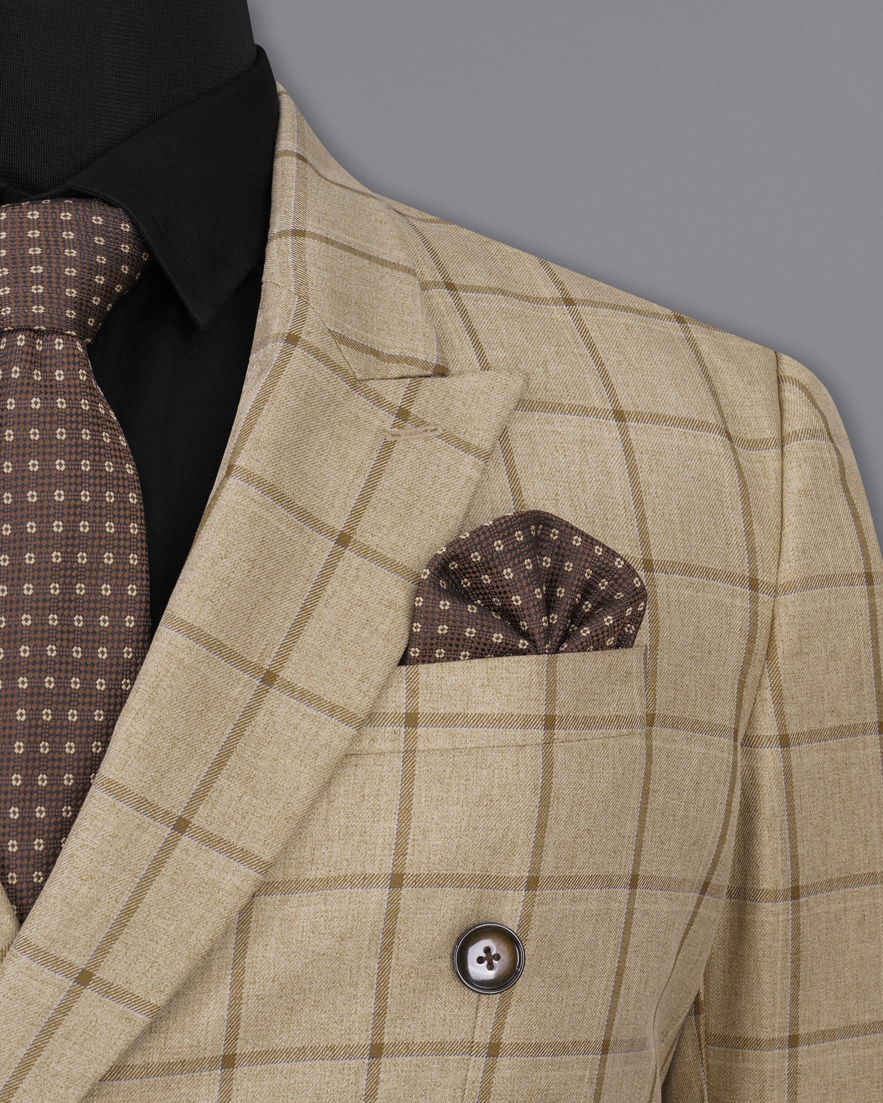 Rodeo Dust Brown Windowpane Double Breasted Suit