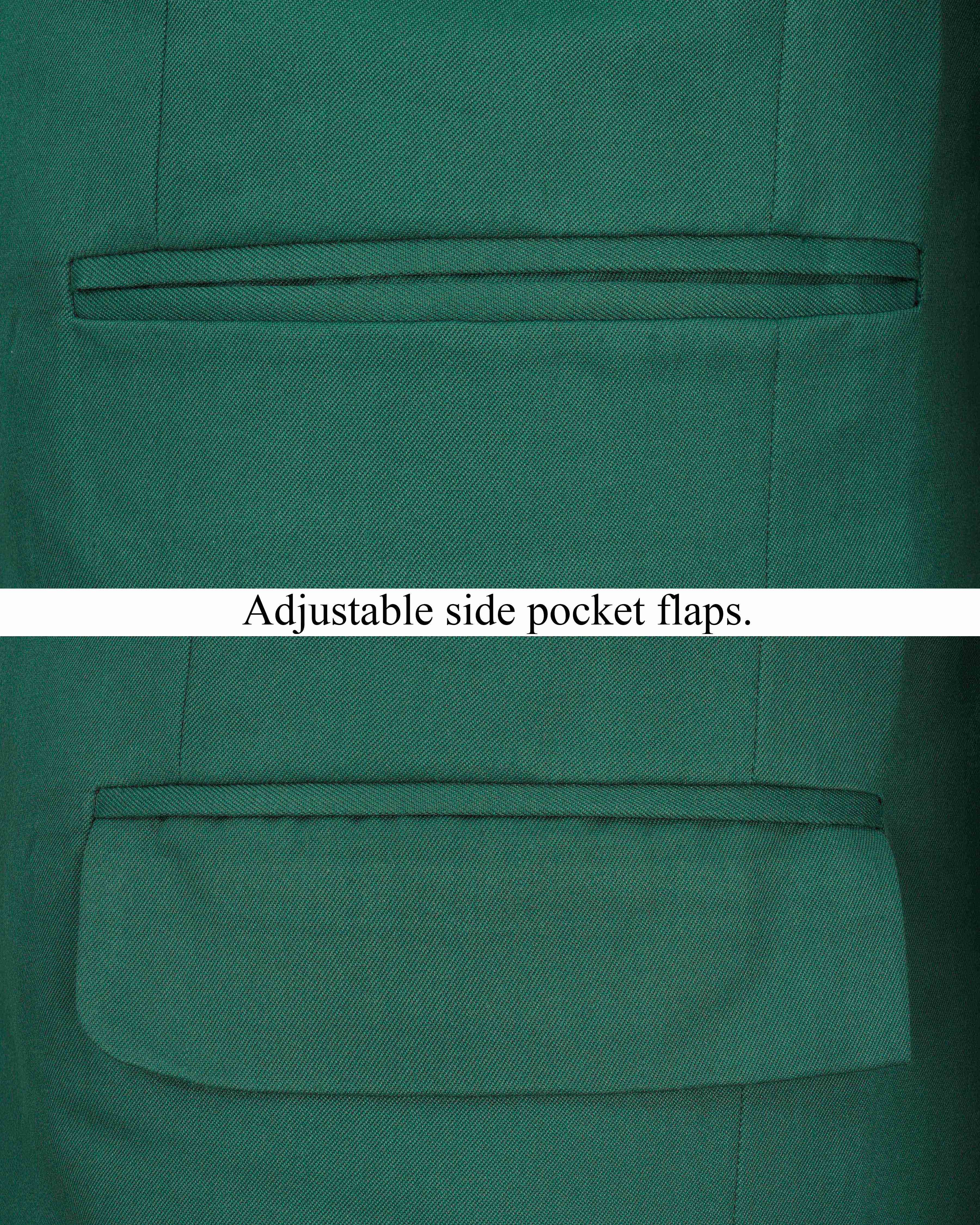 Stromboli Green Cross Placket Bandhgala Suit