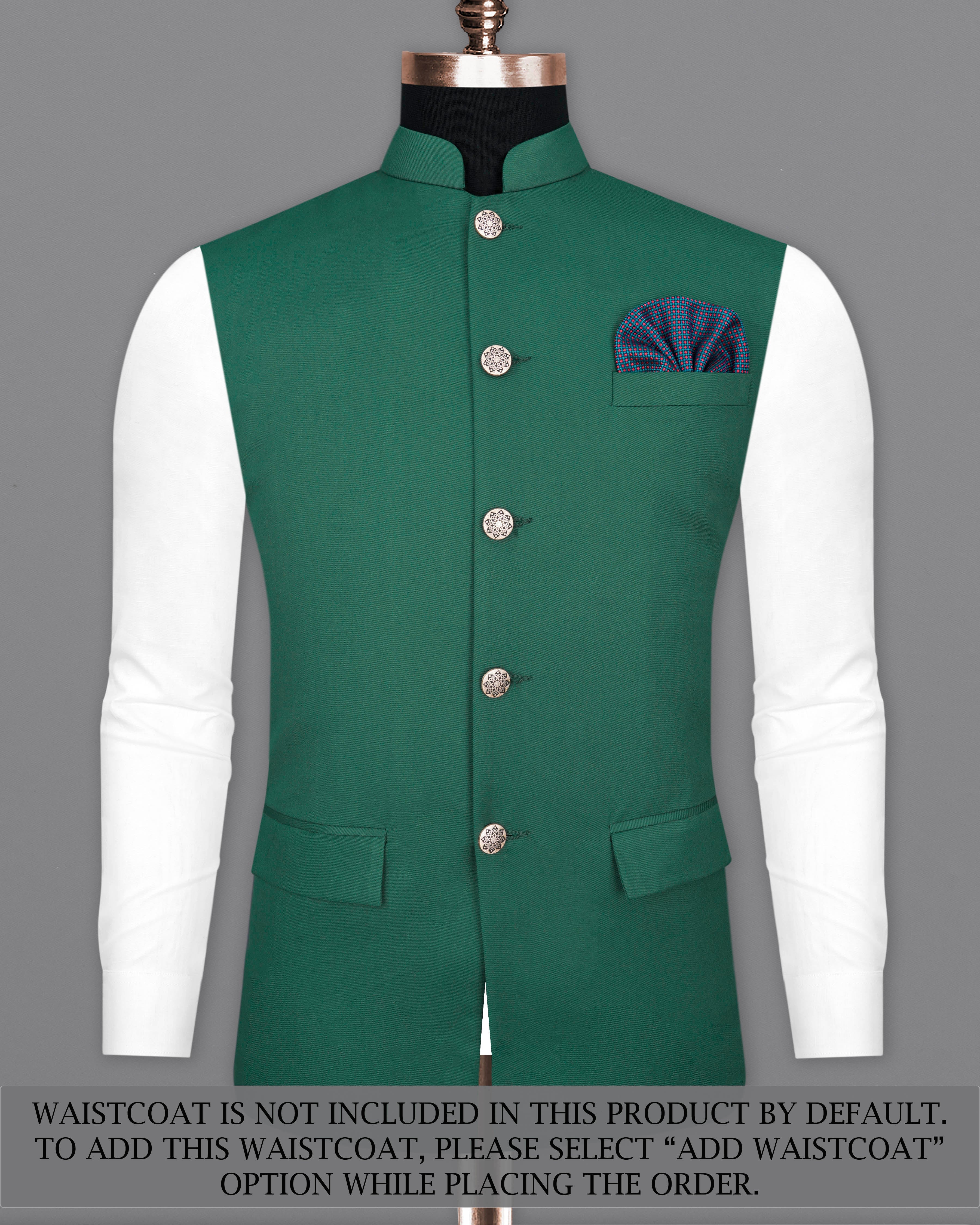 Stromboli Green Cross Placket Bandhgala Suit