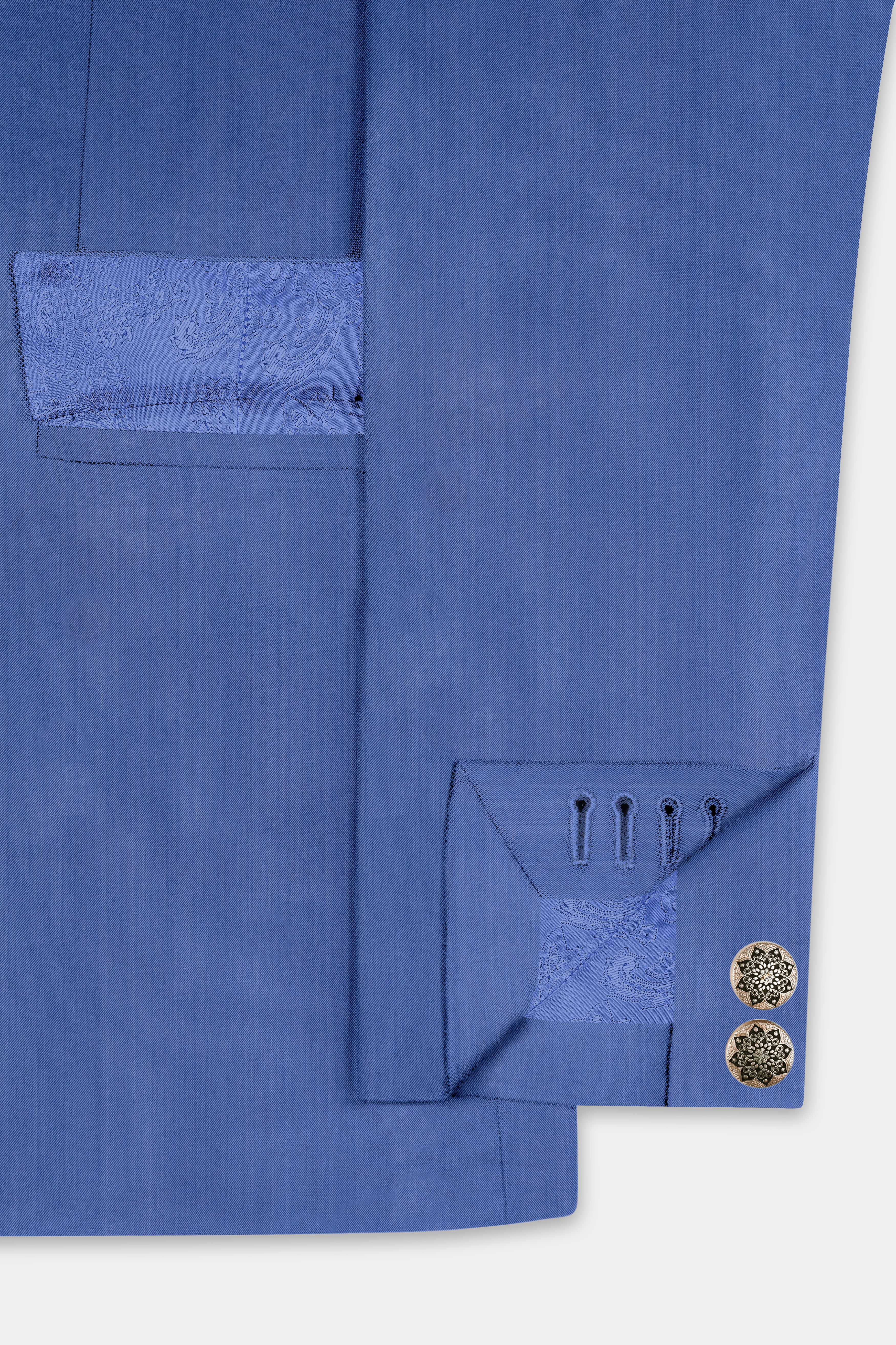 Twilight Blue Premium Cotton Cross Placket Bandhgala Suit