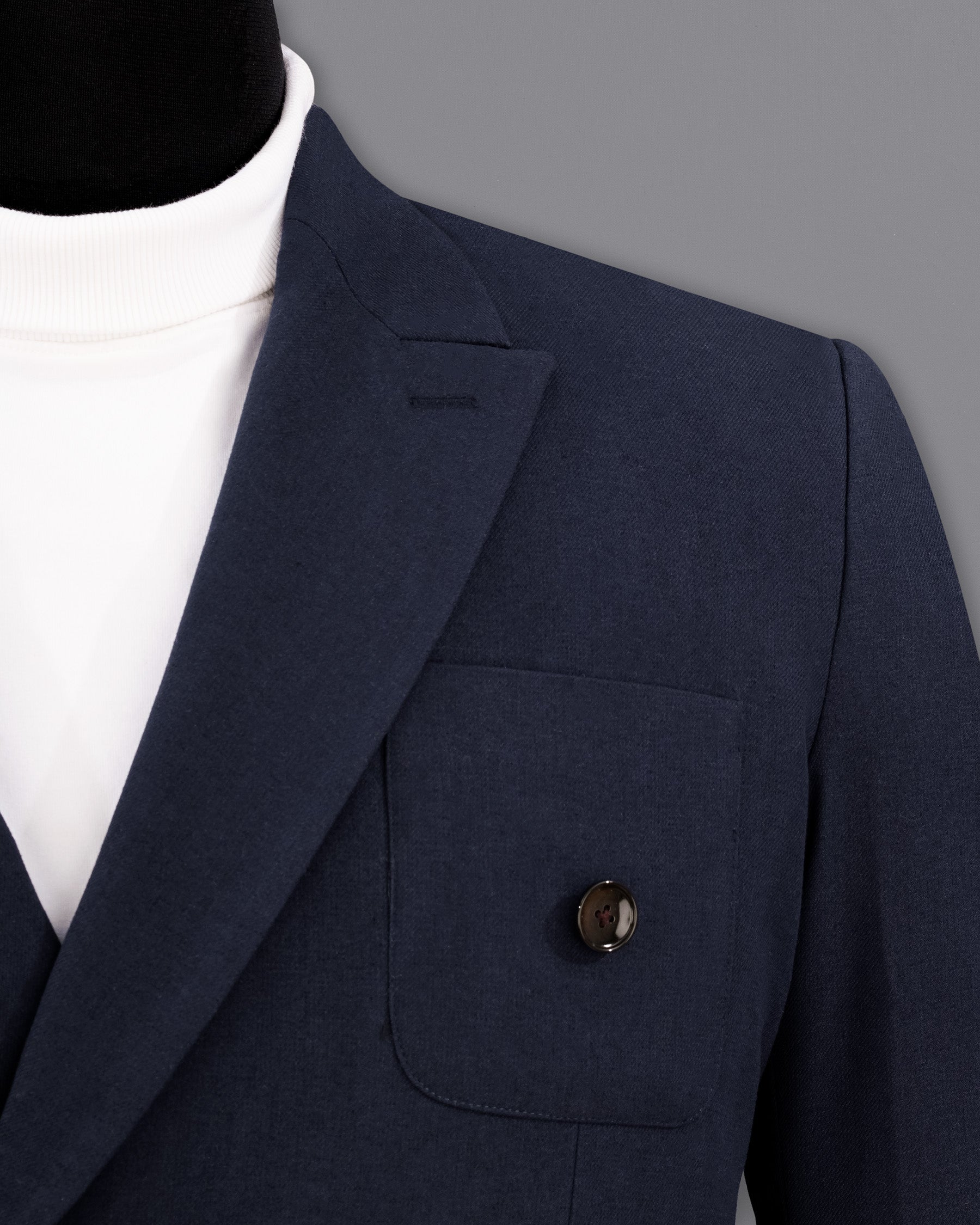 Baltic Navy Blue Wool Rich Double Breasted Sports Suit