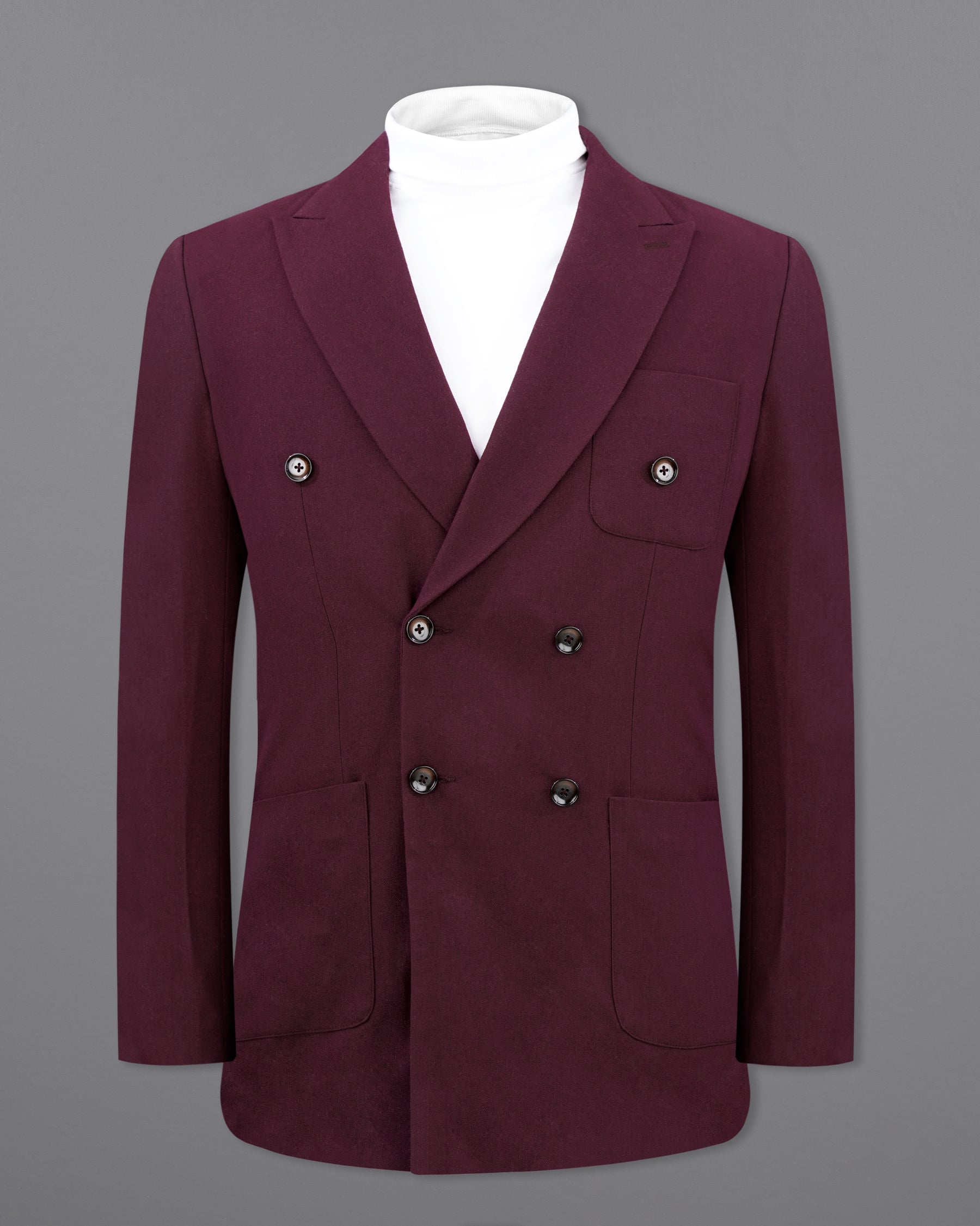 Wine Berry Wool Rich Double Breasted Sports Suit