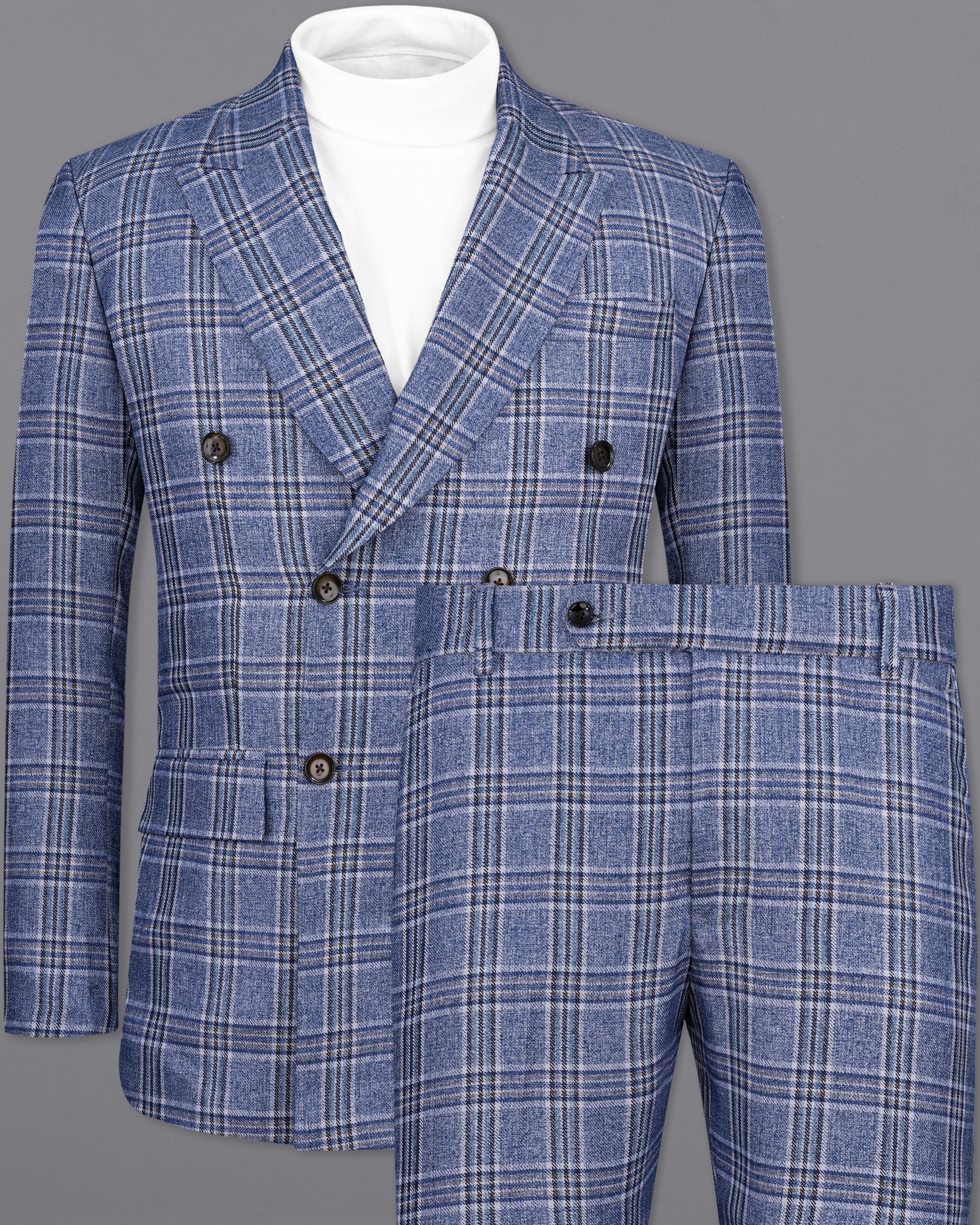 Bayoux Blue Plaid Double Breasted Suit  ST2143-DB-36, ST2143-DB-38, ST2143-DB-40, ST2143-DB-42, ST2143-DB-44, ST2143-DB-46, ST2143-DB-48, ST2143-DB-50, ST2143-DB-52, ST2143-DB-54, ST2143-DB-56, ST2143-DB-58, ST2143-DB-60
