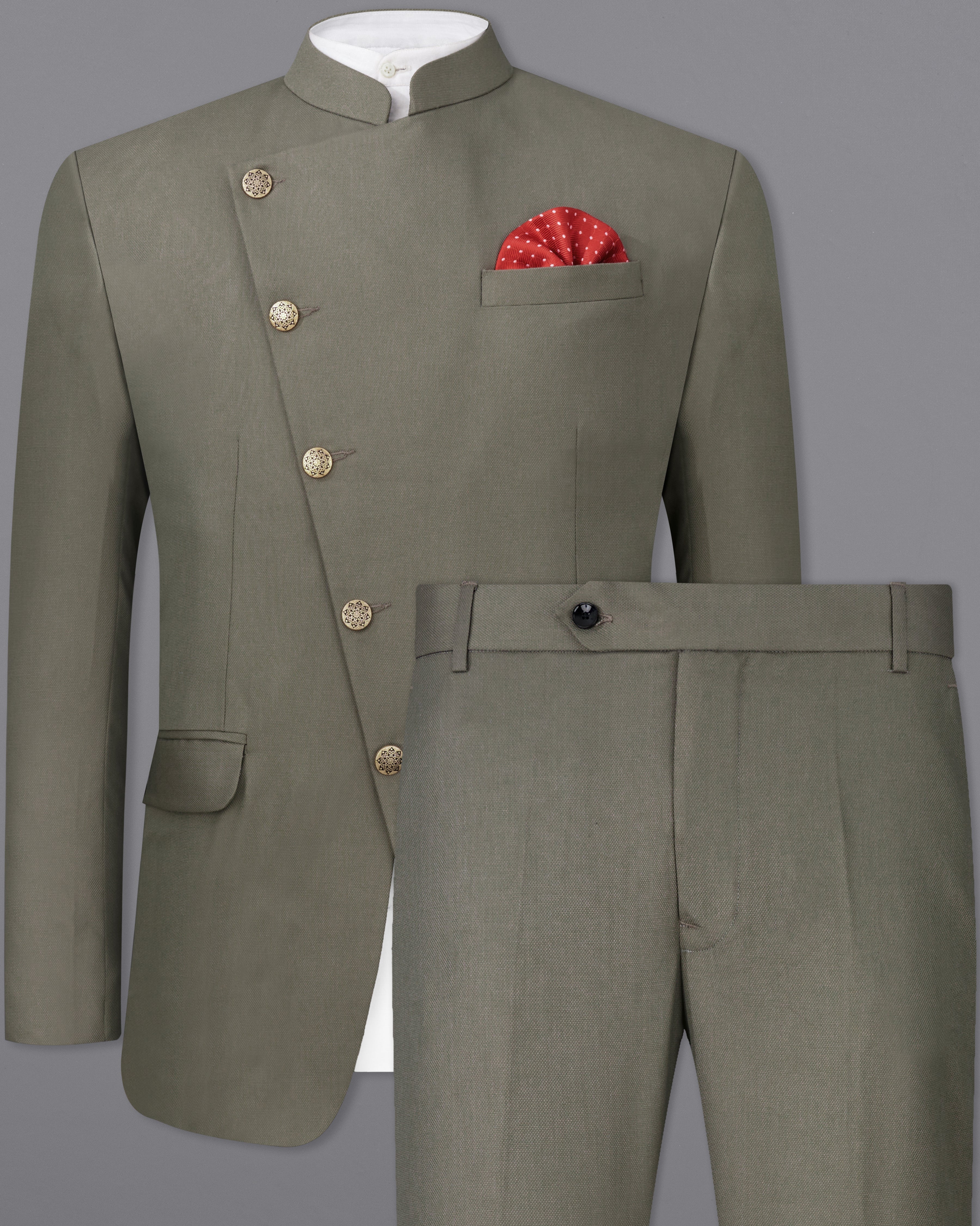 Sandstonne Green Cross Buttoned Bandhgala Suit ST2247-CBG-36, ST2247-CBG-38, ST2247-CBG-40, ST2247-CBG-42, ST2247-CBG-44, ST2247-CBG-46, ST2247-CBG-48, ST2247-CBG-50, ST2247-CBG-52, ST2247-CBG-54, ST2247-CBG-56, ST2247-CBG-58, ST2247-CBG-60