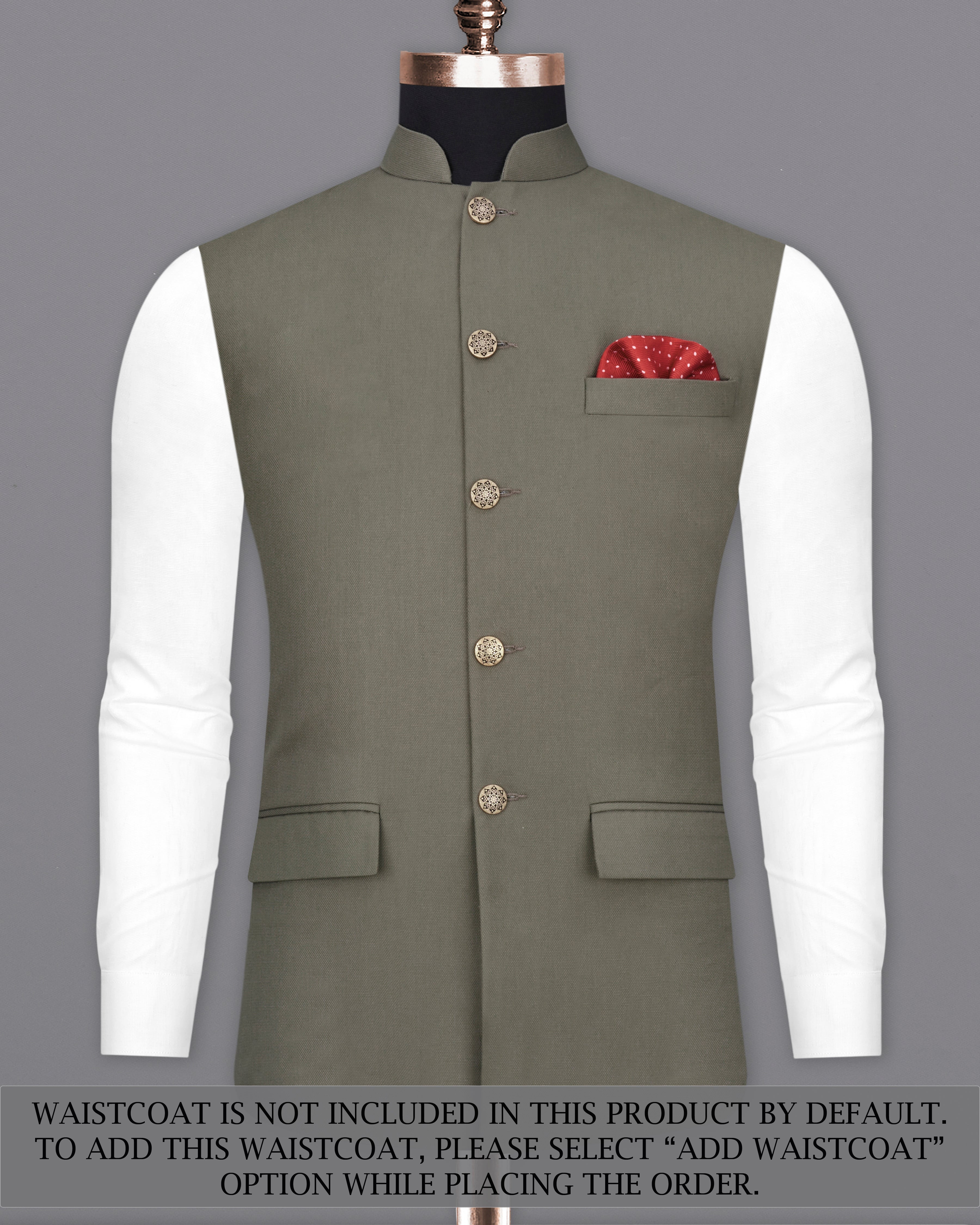 Sandstonne Green Cross Placket Bandhgala Suit