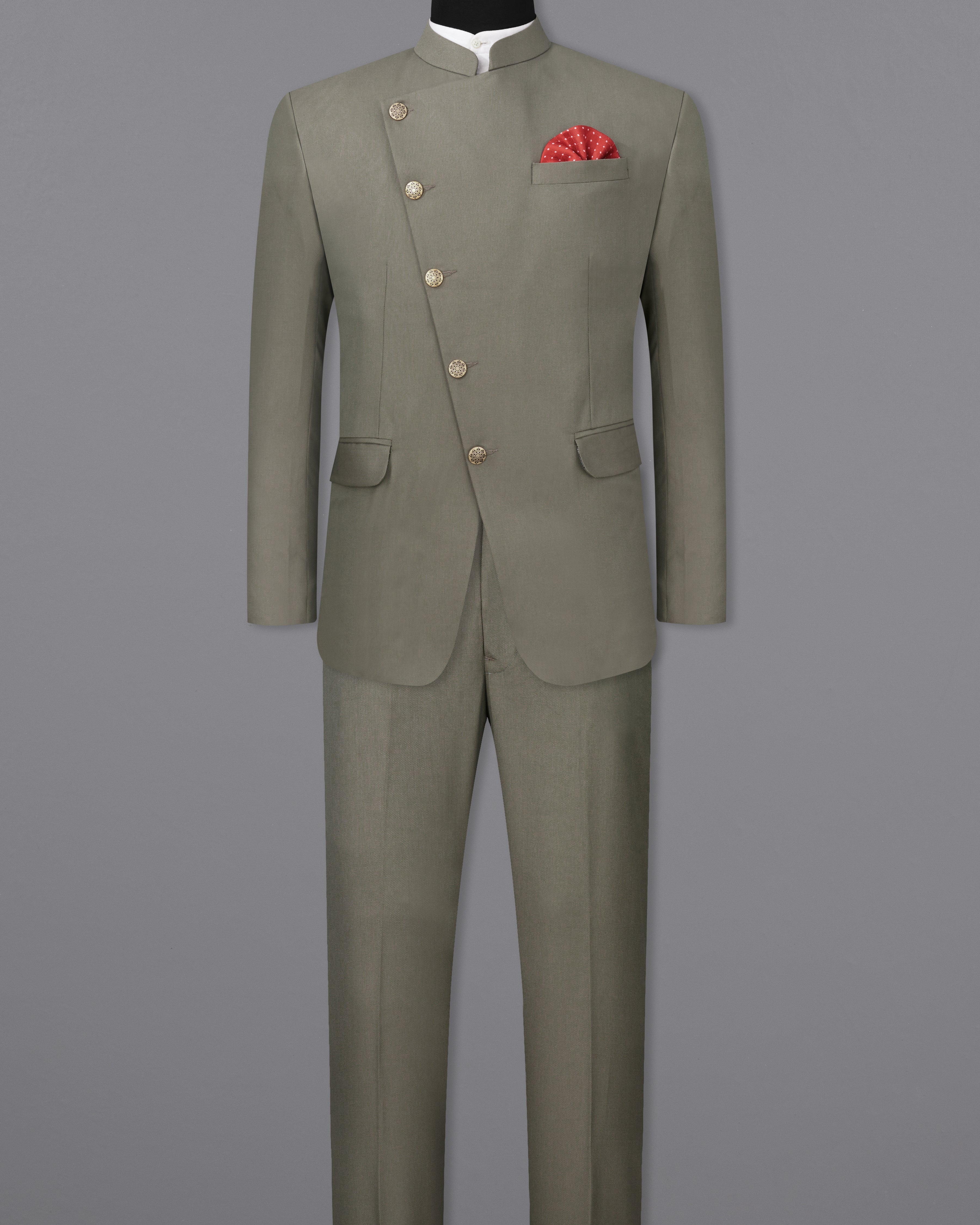 Sandstonne Green Cross Buttoned Bandhgala Suit ST2247-CBG-36, ST2247-CBG-38, ST2247-CBG-40, ST2247-CBG-42, ST2247-CBG-44, ST2247-CBG-46, ST2247-CBG-48, ST2247-CBG-50, ST2247-CBG-52, ST2247-CBG-54, ST2247-CBG-56, ST2247-CBG-58, ST2247-CBG-60