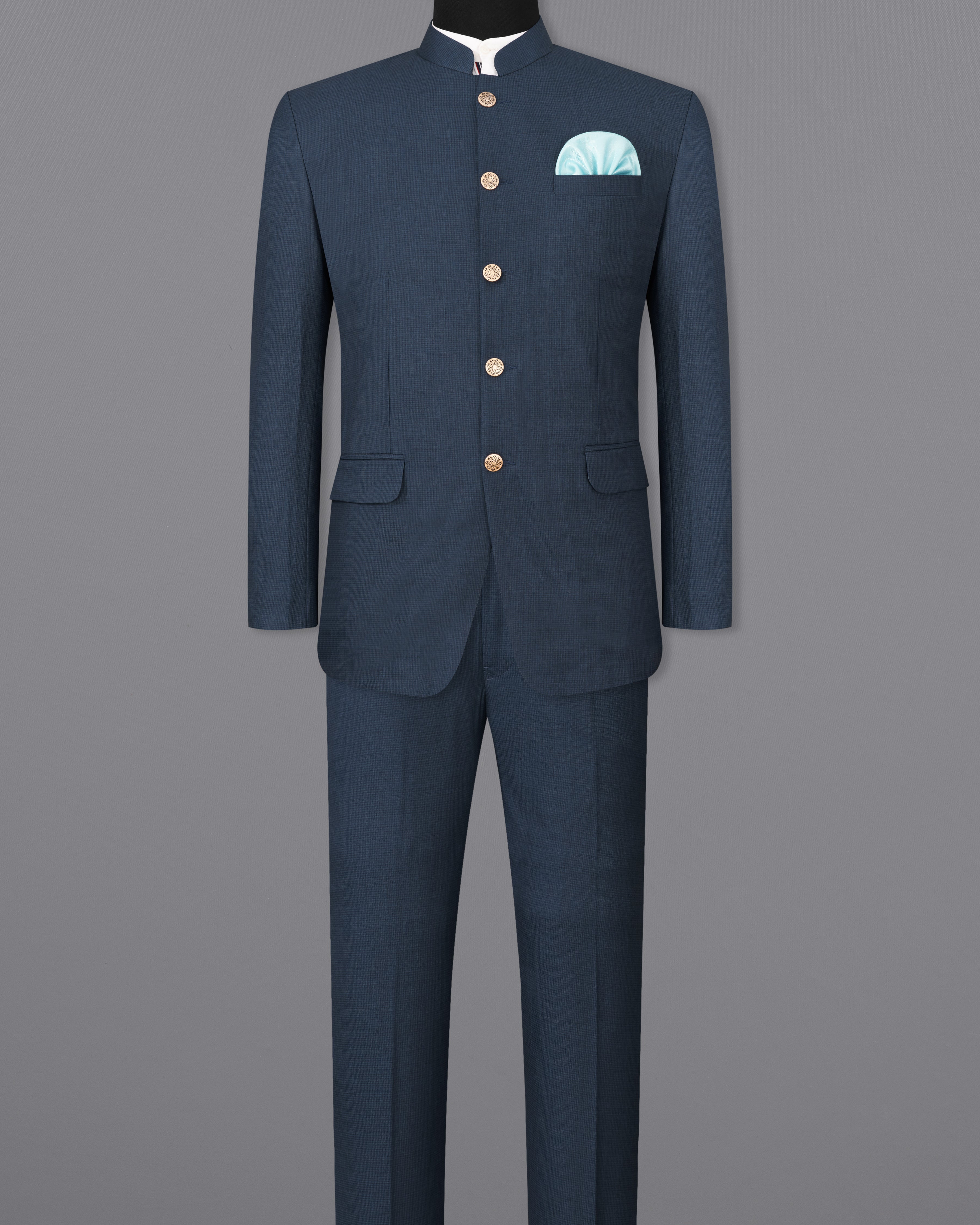 Bunting Blue Bandhgala Suit ST2257-BG-36, ST2257-BG-38, ST2257-BG-40, ST2257-BG-42, ST2257-BG-44, ST2257-BG-46, ST2257-BG-48, ST2257-BG-50, ST2257-BG-52, ST2257-BG-54, ST2257-BG-56, ST2257-BG-58, ST2257-BG-60