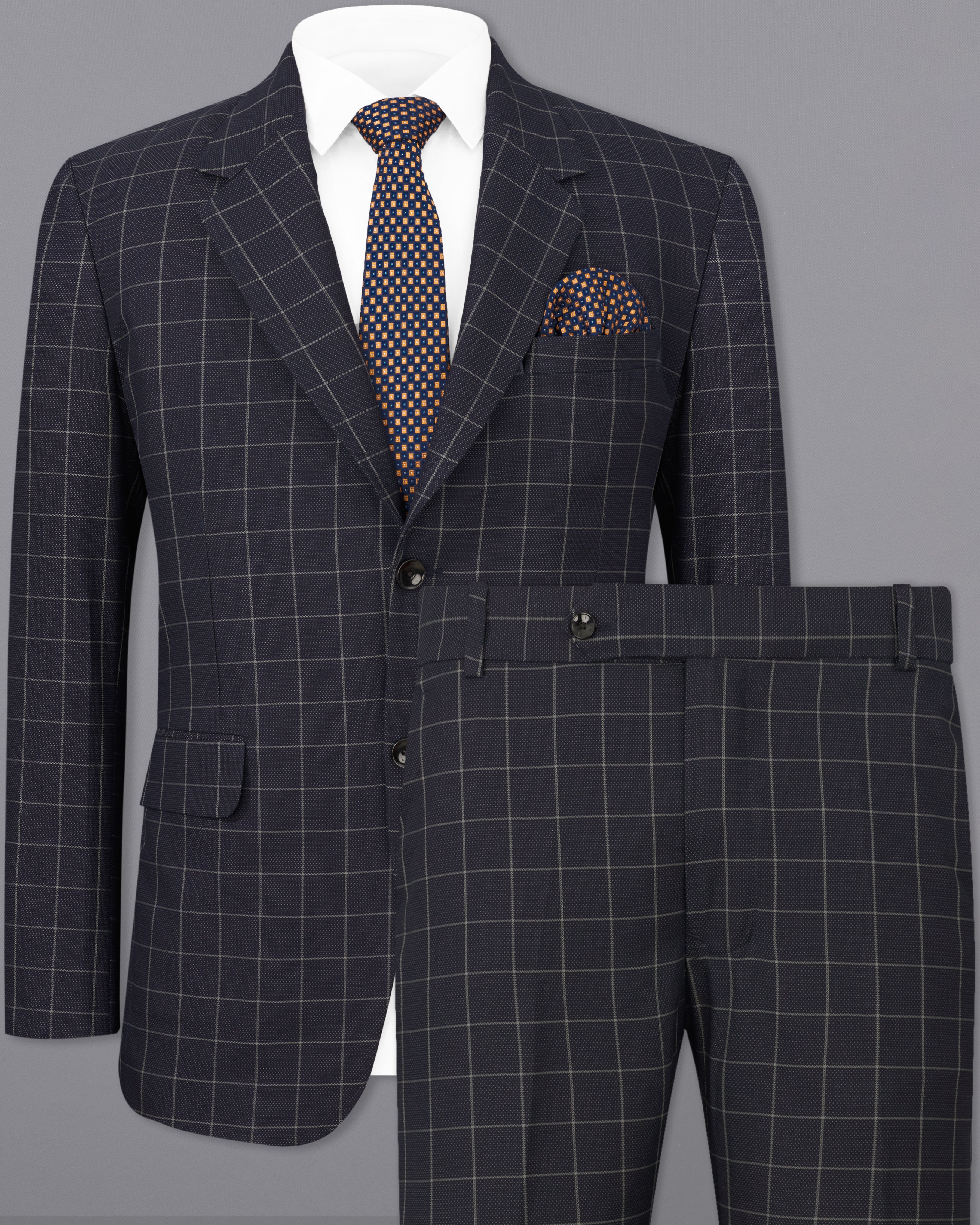 Jaguar Black Windowpane Single Breasted Suit