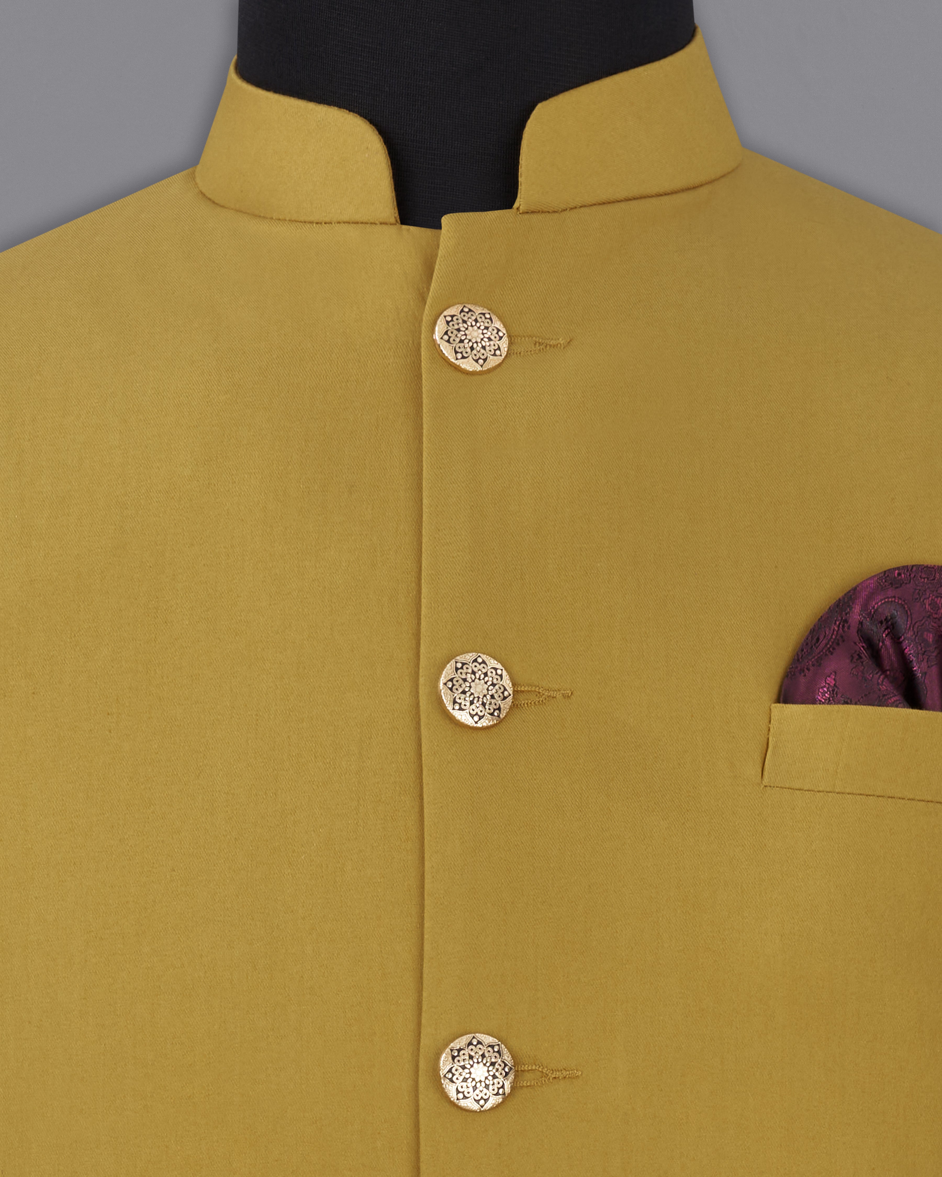 Sycamore Yellow Premium Cotton Cross Buttoned Bandhgala Suit ST2316-CBG2-36, ST2316-CBG2-38, ST2316-CBG2-40, ST2316-CBG2-42, ST2316-CBG2-44, ST2316-CBG2-46, ST2316-CBG2-48, ST2316-CBG2-50, ST2316-CBG2-52, ST2316-CBG2-54, ST2316-CBG2-56, ST2316-CBG2-58, ST2316-CBG2-60