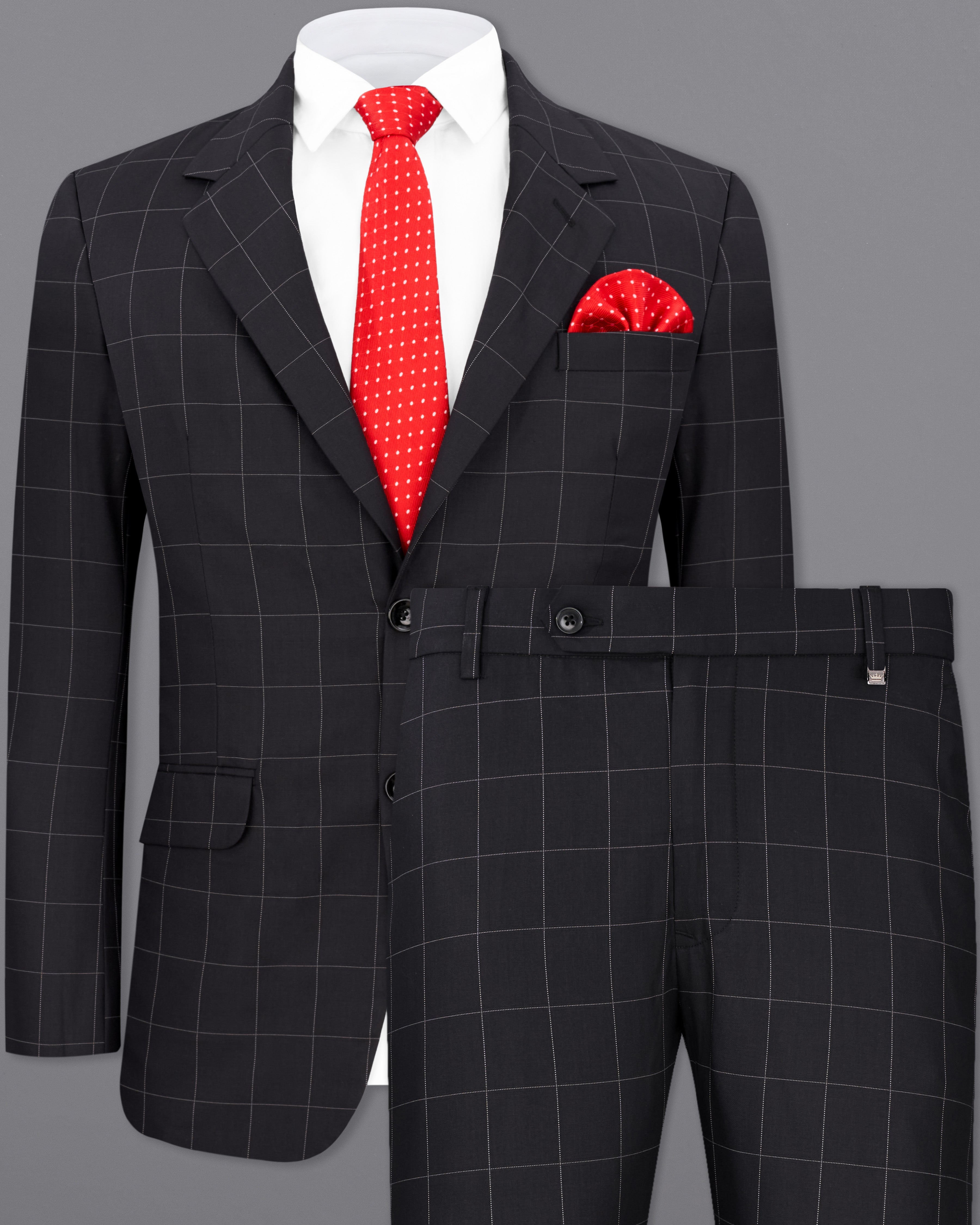 Jade Black Windowpane Single Breasted Suit ST2328-SB-36, ST2328-SB-38, ST2328-SB-40, ST2328-SB-42, ST2328-SB-44, ST2328-SB-46, ST2328-SB-48, ST2328-SB-50, ST2328-SB-52, ST2328-SB-54, ST2328-SB-56, ST2328-SB-58, ST2328-SB-60