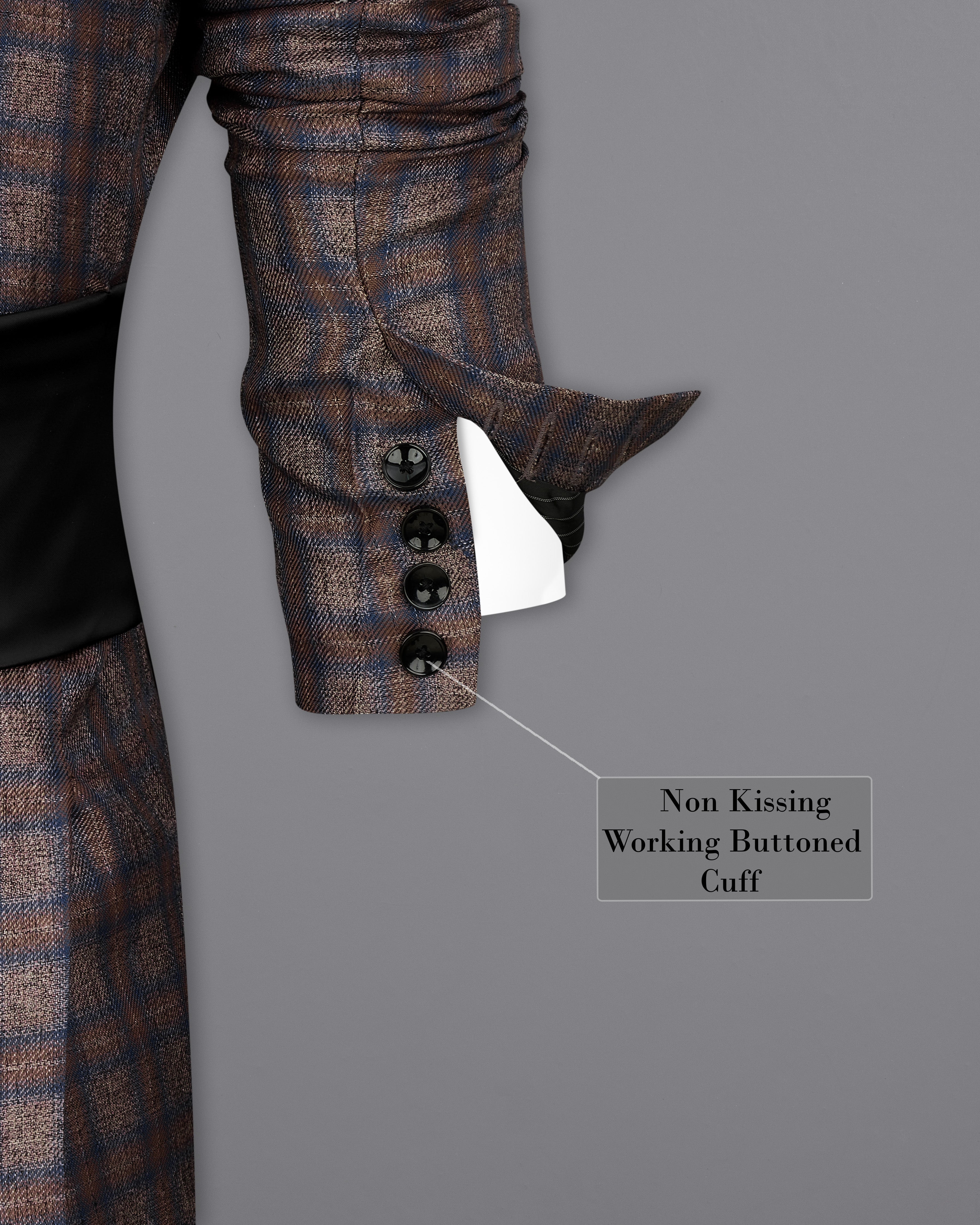 Hurricane Brown Plaid Tuxedo Designer Suit with Shawl ST2336-BKL-D241-36, ST2336-BKL-D241-38, ST2336-BKL-D241-40, ST2336-BKL-D241-42, ST2336-BKL-D241-44, ST2336-BKL-D241-46, ST2336-BKL-D241-48, ST2336-BKL-D241-50, ST2336-BKL-D241-52, ST2336-BKL-D241-54, ST2336-BKL-D241-56, ST2336-BKL-D241-58, ST2336-BKL-D241-60