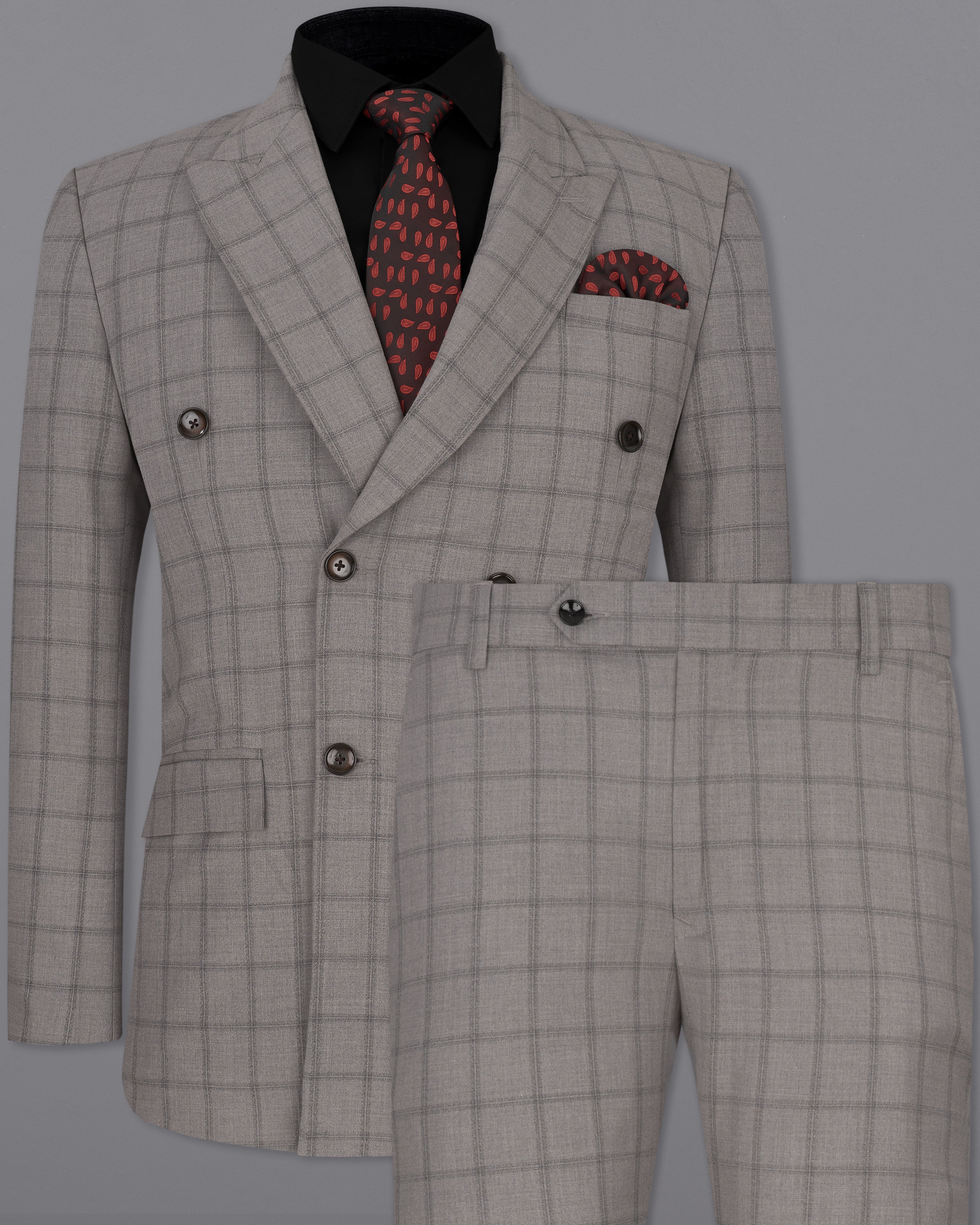 Concord Gray Plaid Double Breasted Suit ST2344-DB-36, ST2344-DB-38, ST2344-DB-40, ST2344-DB-42, ST2344-DB-44, ST2344-DB-46, ST2344-DB-48, ST2344-DB-50, ST2344-DB-52, ST2344-DB-54, ST2344-DB-56, ST2344-DB-58, ST2344-DB-60