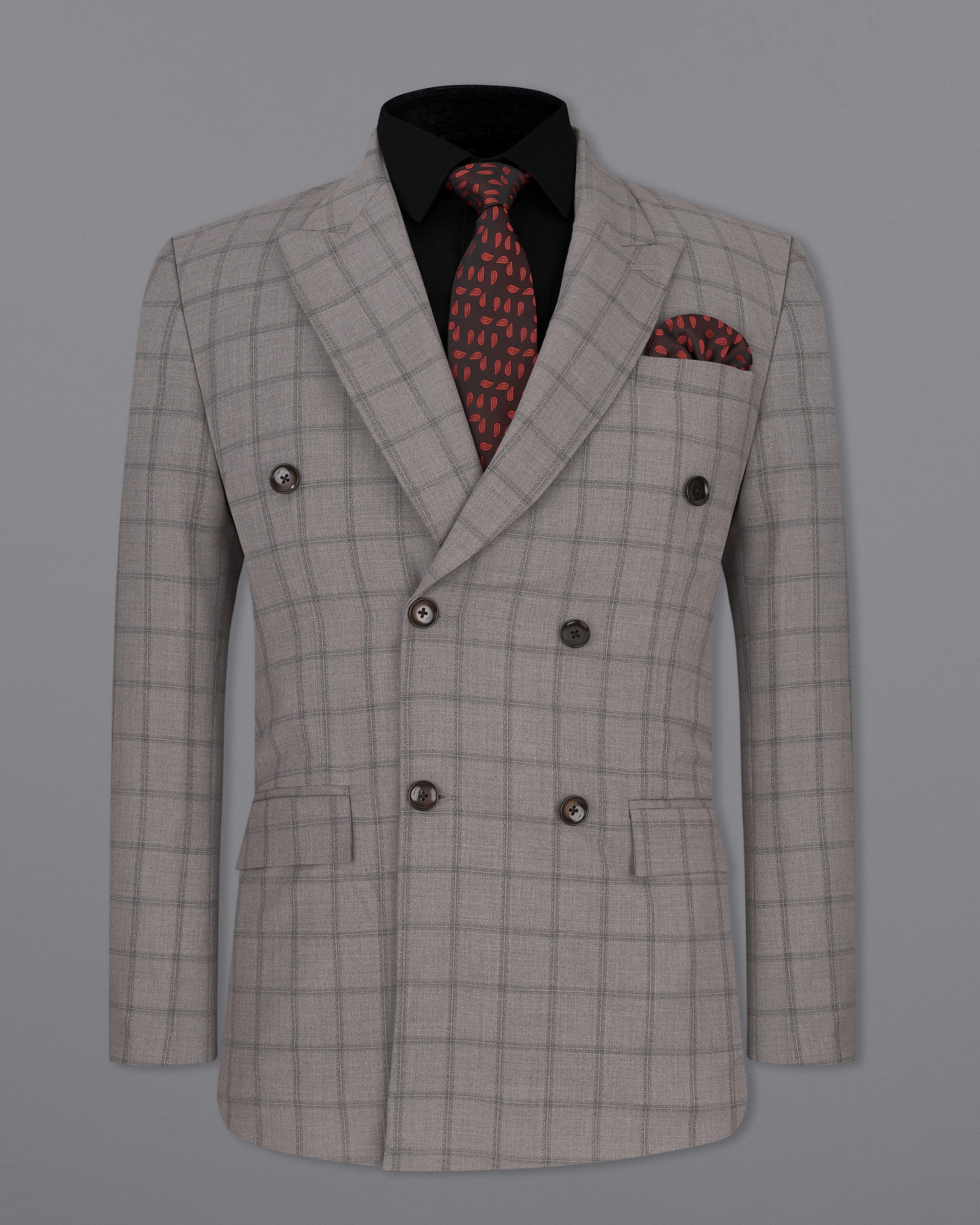 Concord Gray Plaid Double Breasted Suit ST2344-DB-36, ST2344-DB-38, ST2344-DB-40, ST2344-DB-42, ST2344-DB-44, ST2344-DB-46, ST2344-DB-48, ST2344-DB-50, ST2344-DB-52, ST2344-DB-54, ST2344-DB-56, ST2344-DB-58, ST2344-DB-60