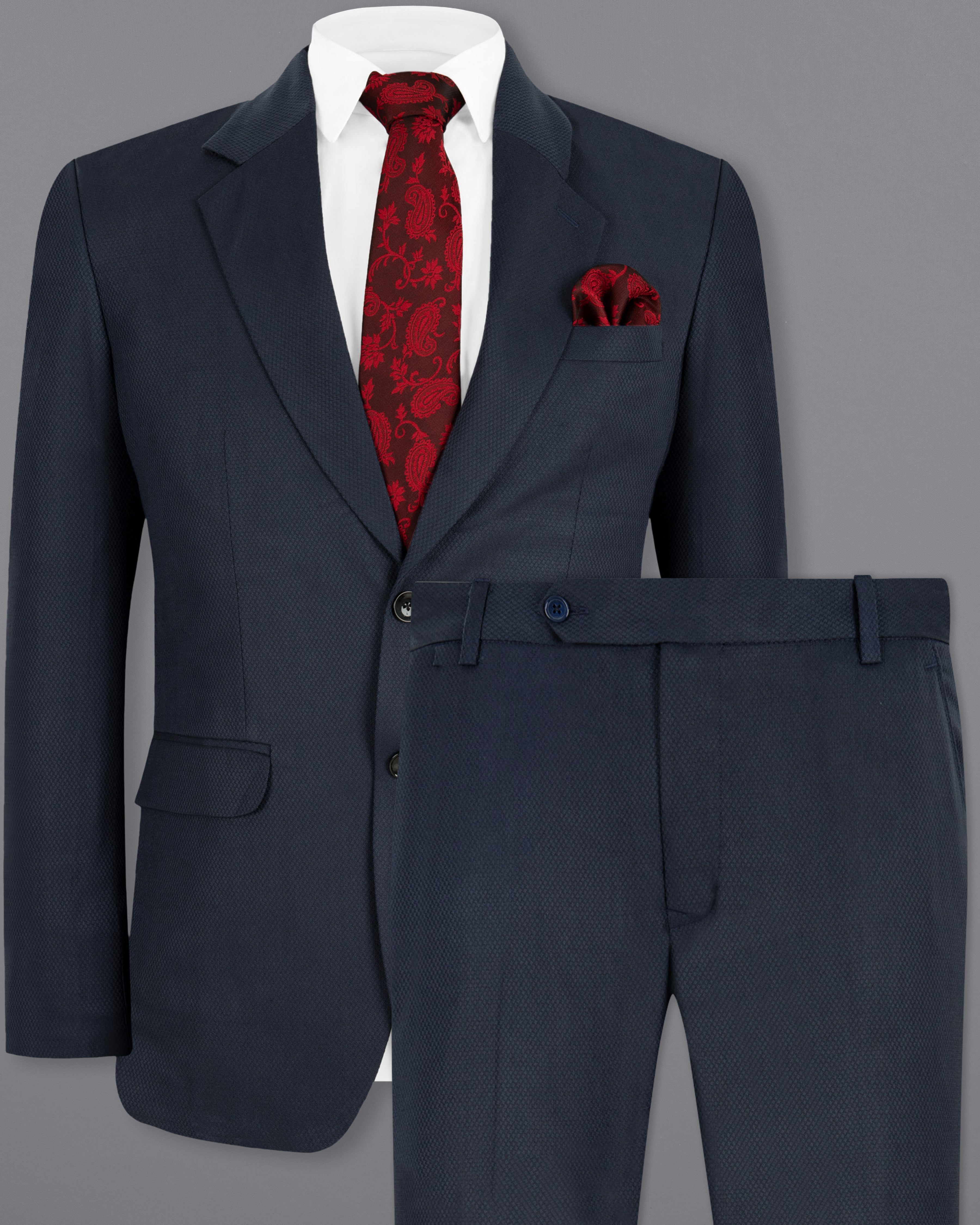 Royal Blue Diamond Textured Suit