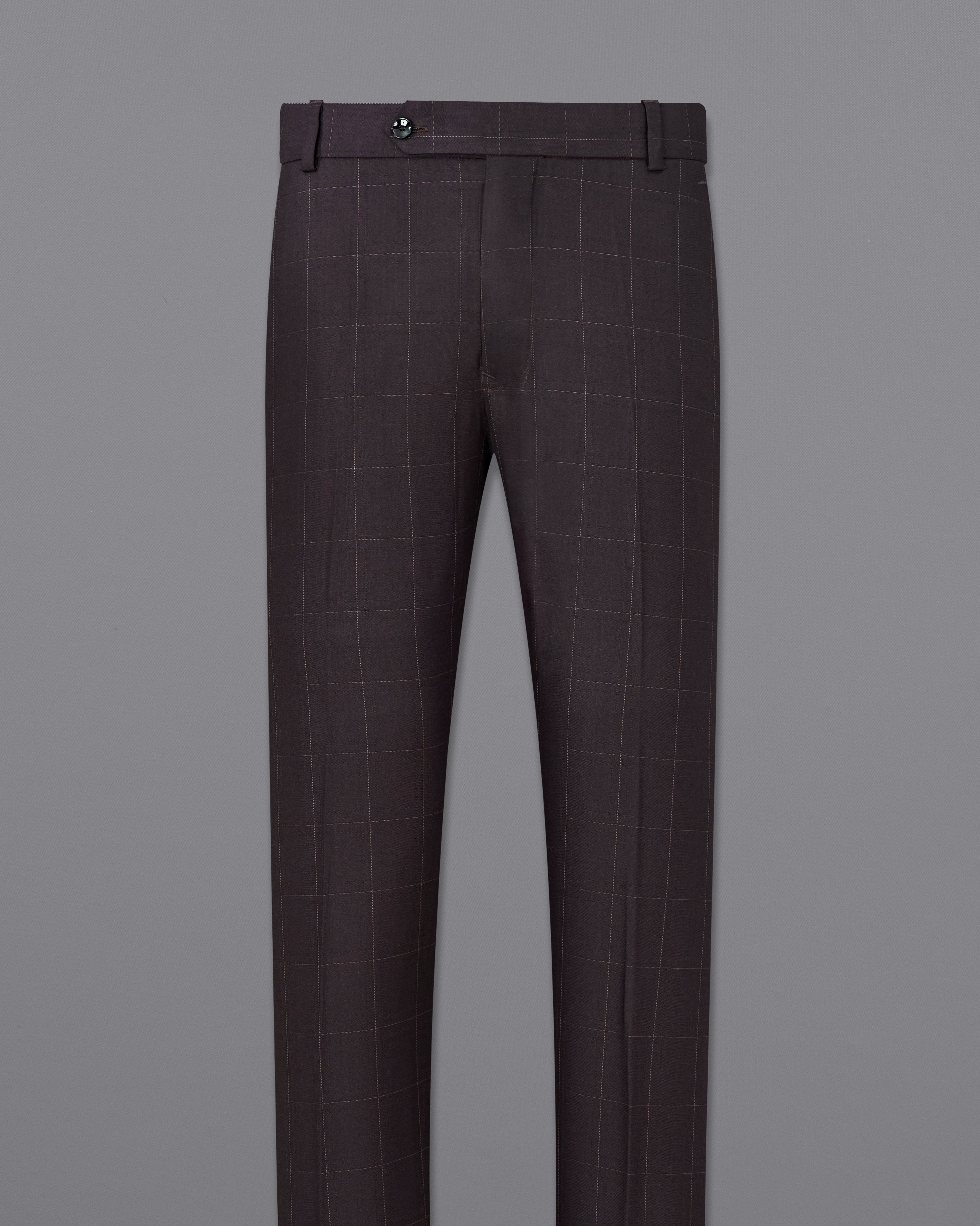 Piano Brown Windowpane Cross Placket Bandhgala Suit