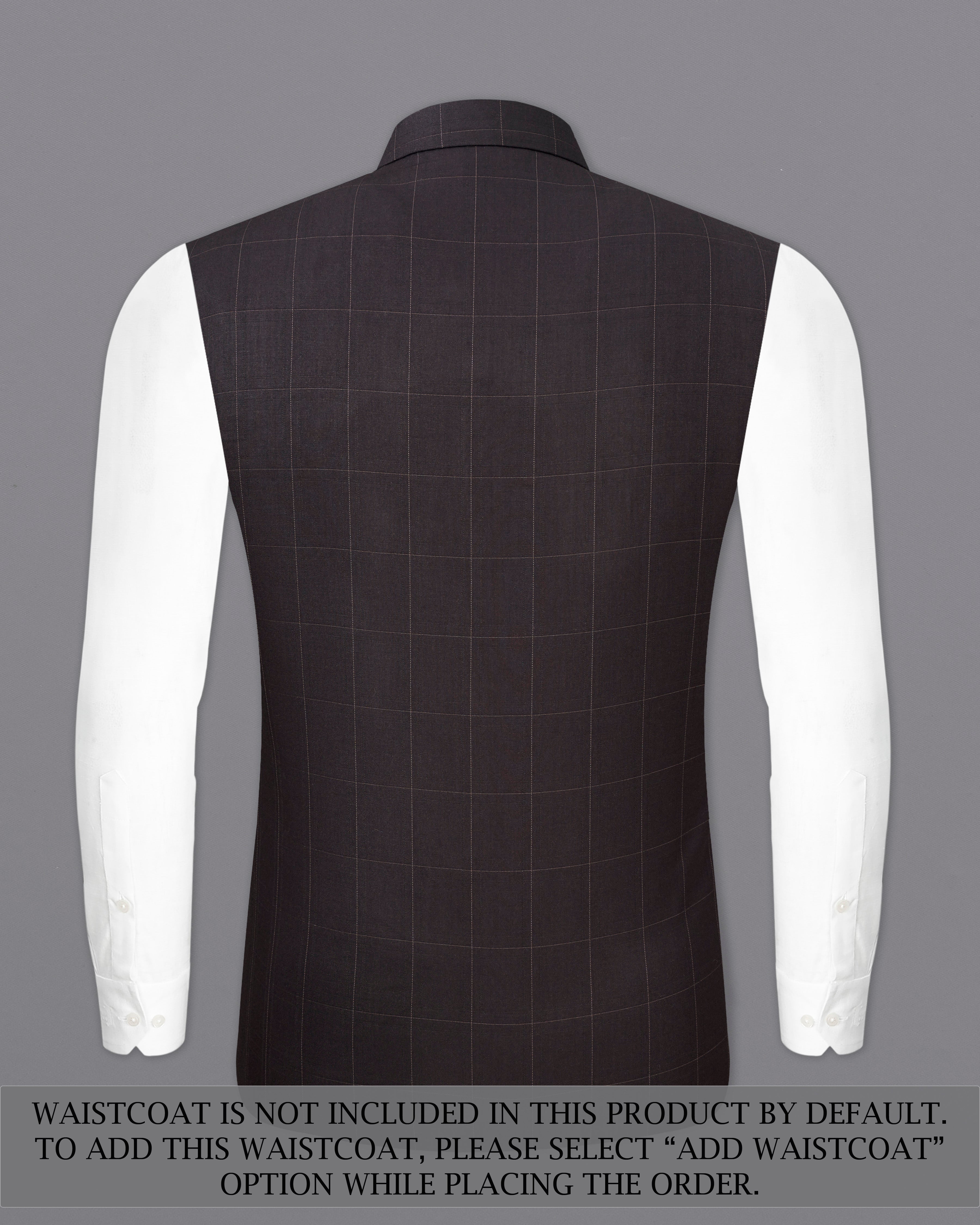 Piano Brown Windowpane Cross Placket Bandhgala Suit