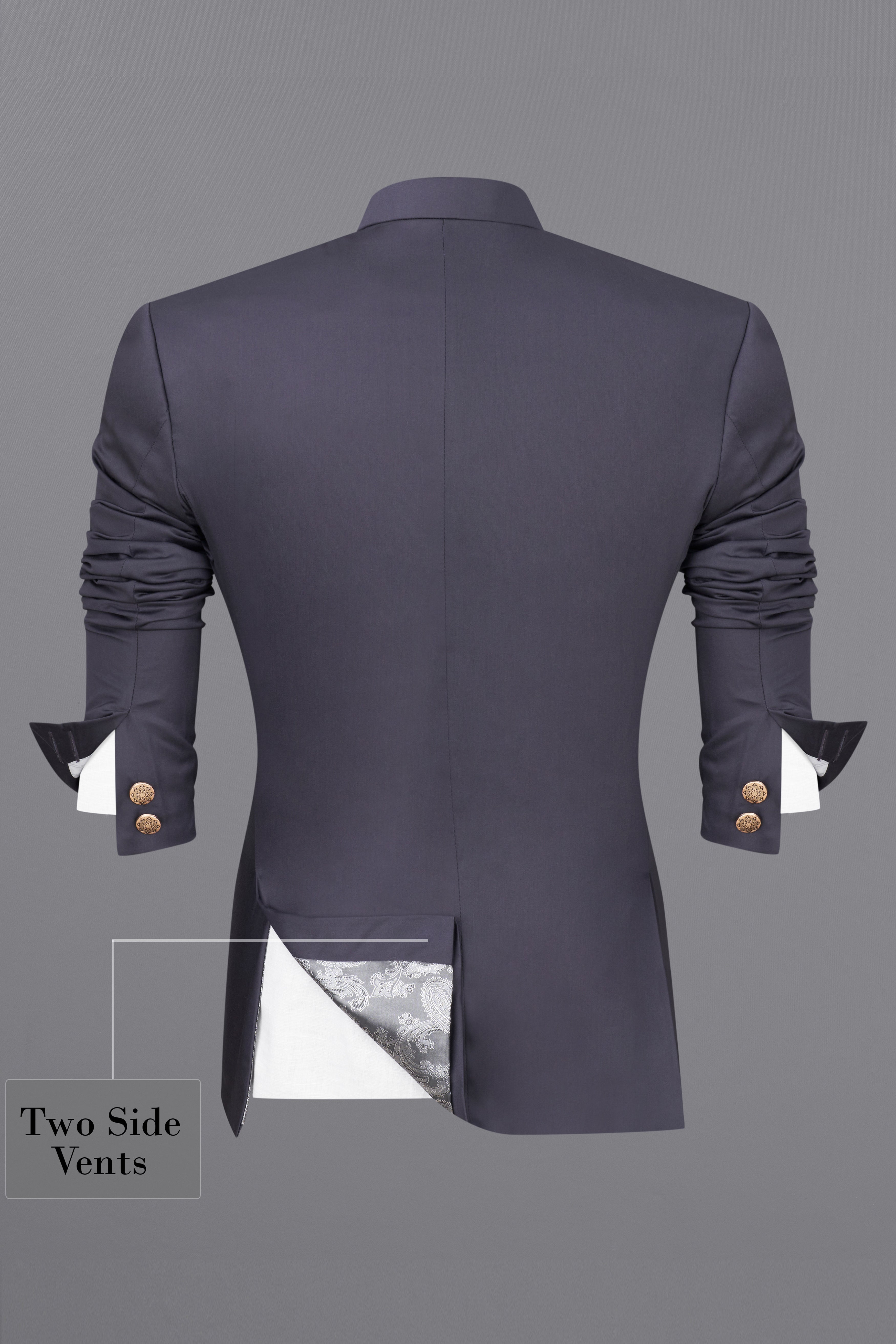 Porpoise Gray Subtle Sheen Bandhgala Suit