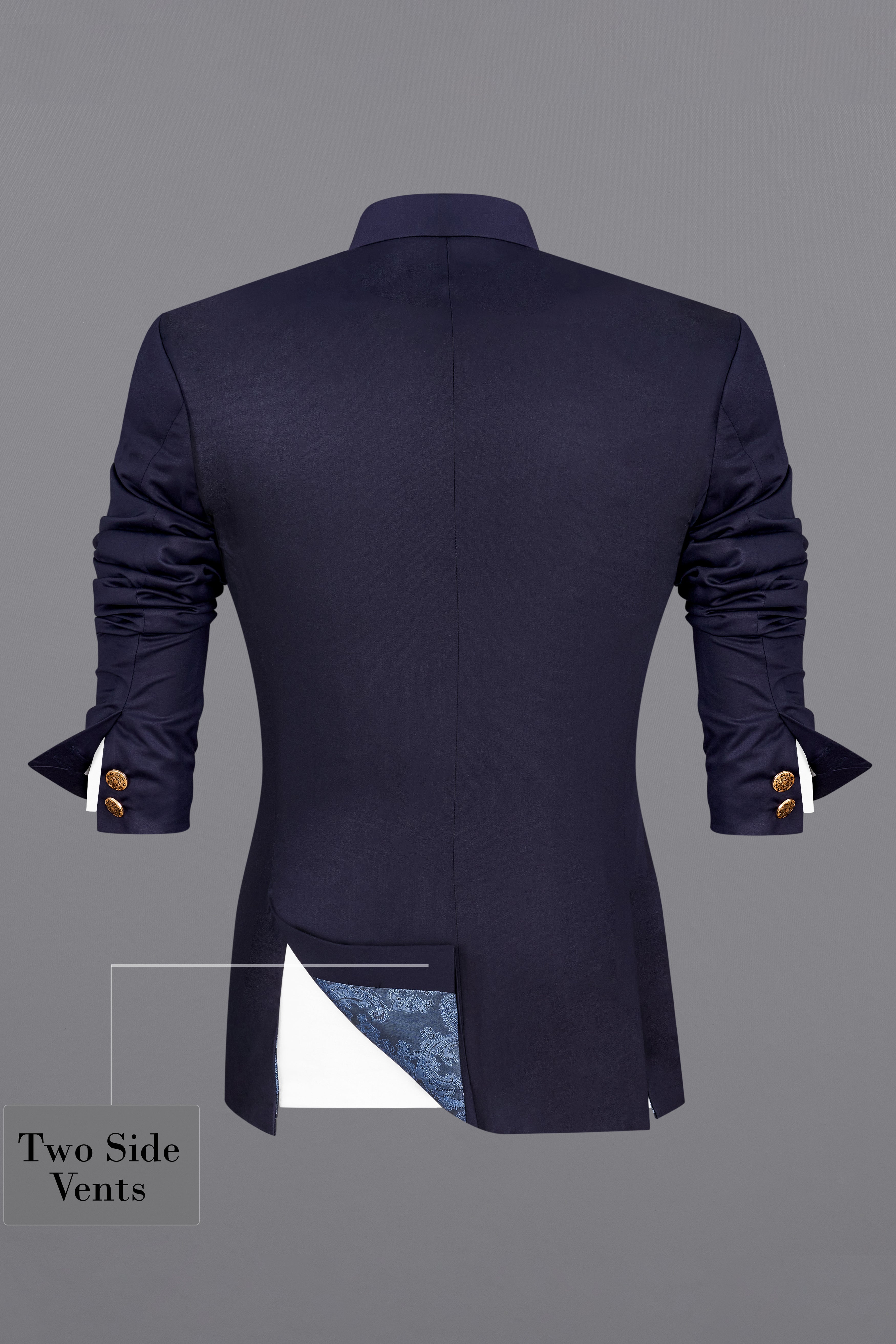 Navy Subtle Sheen Blue Bandhgala Suit