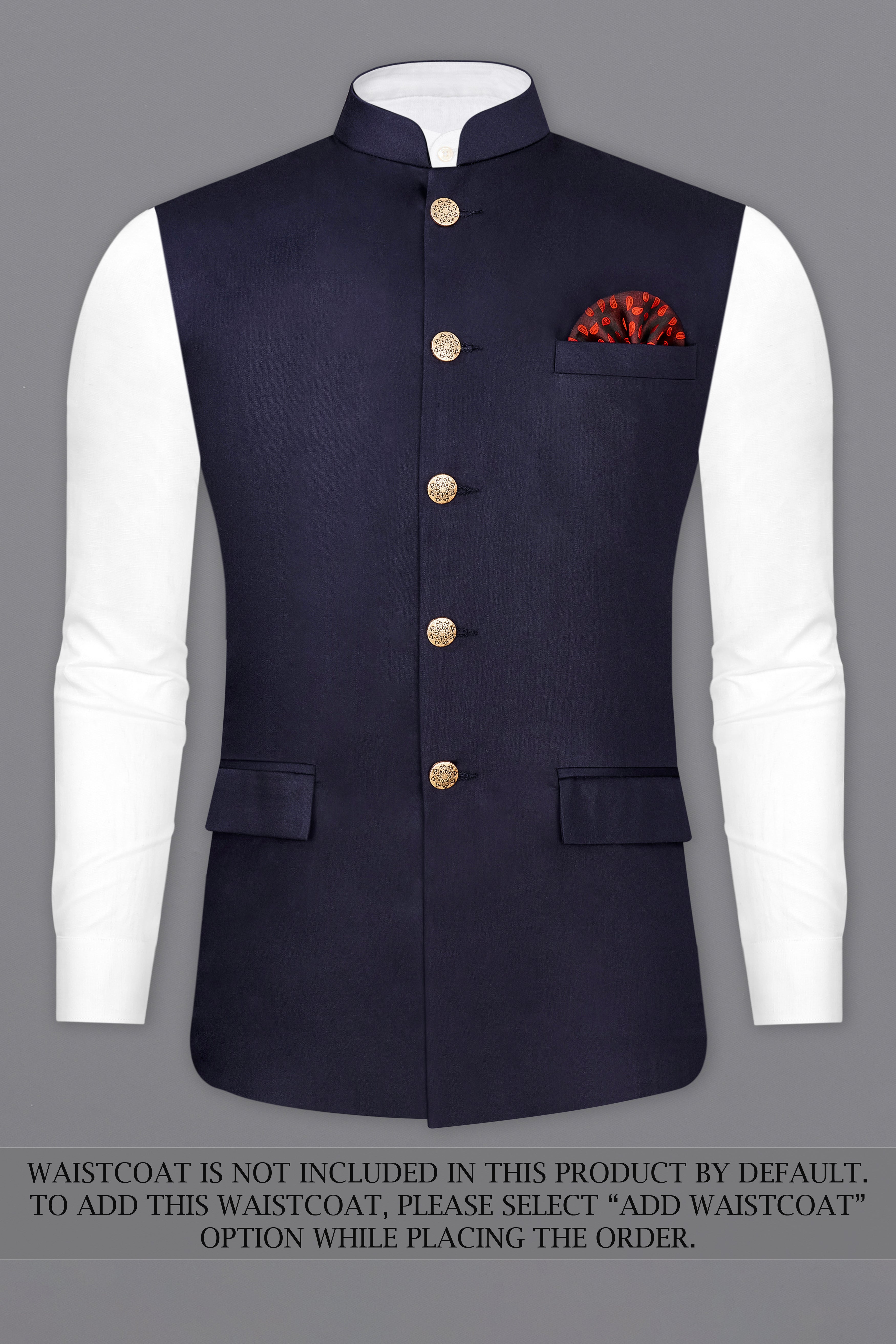 Navy Subtle Sheen Blue Bandhgala Suit