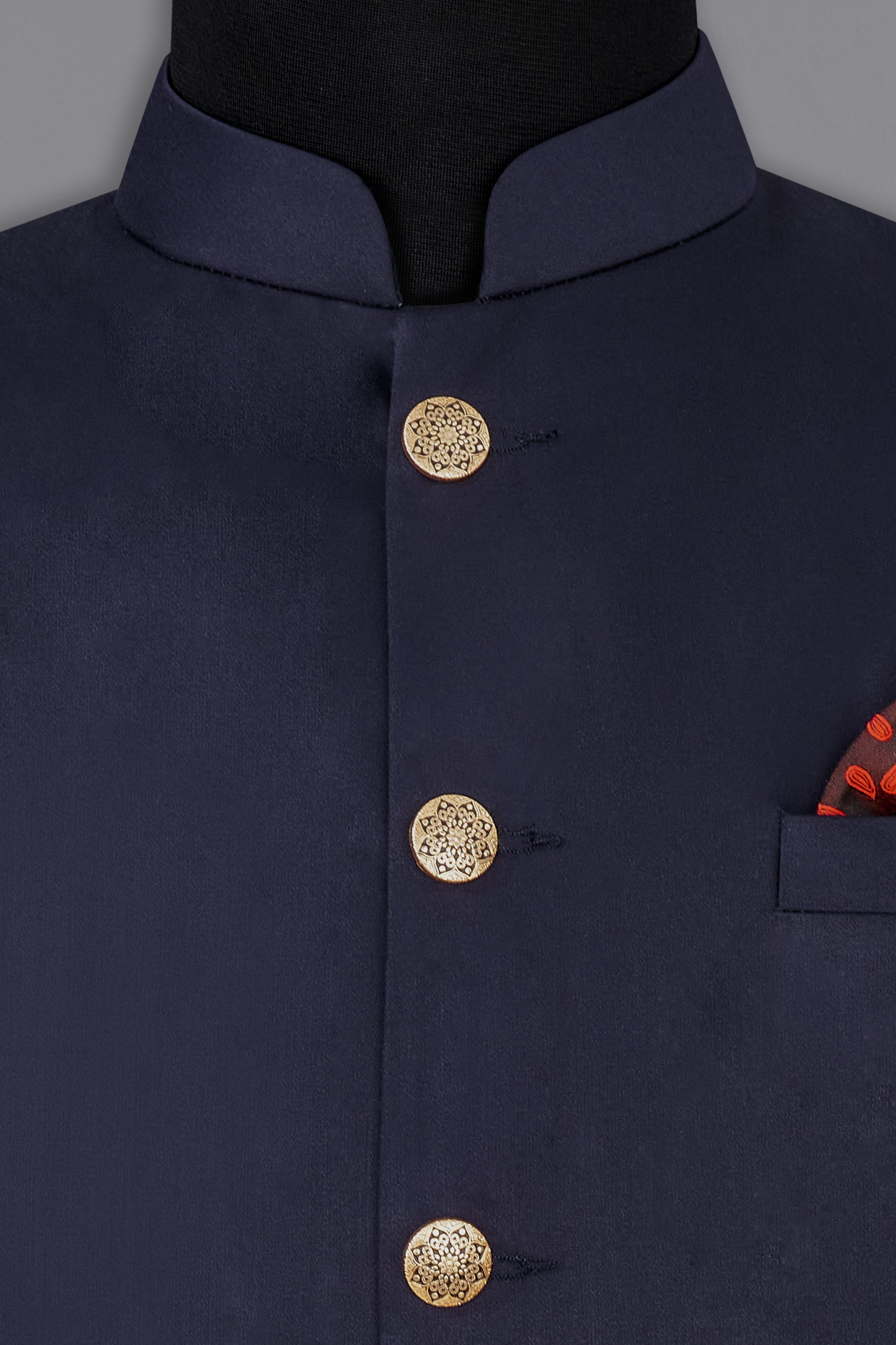 Navy Subtle Sheen Blue Bandhgala Suit