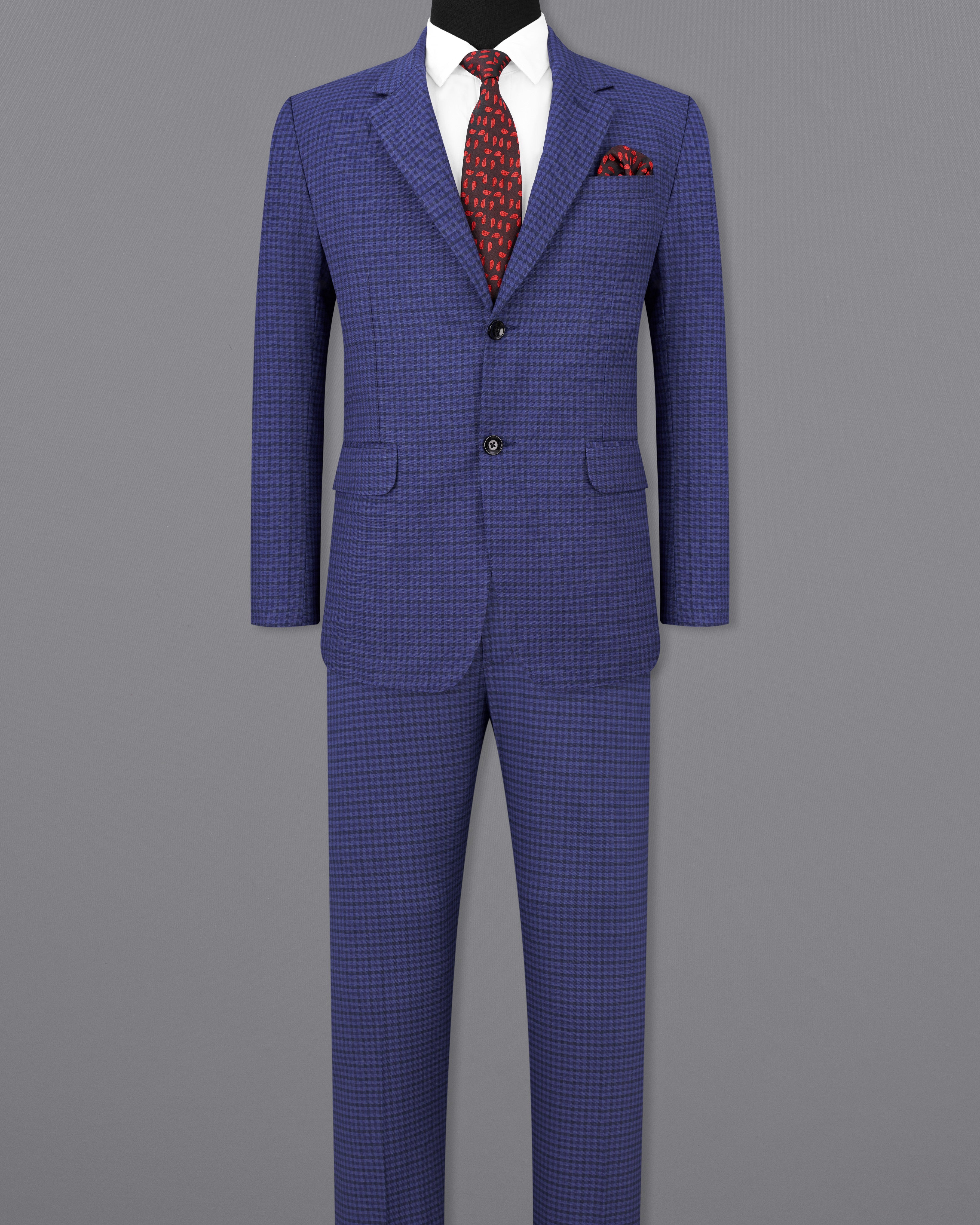 Victoria Blue Gingham Checkered Single Breasted Suit ST2494-SB-36, ST2494-SB-38, ST2494-SB-40, ST2494-SB-42, ST2494-SB-44, ST2494-SB-46, ST2494-SB-48, ST2494-SB-50, ST2494-SB-52, ST2494-SB-54, ST2494-SB-56, ST2494-SB-58, ST2494-SB-63