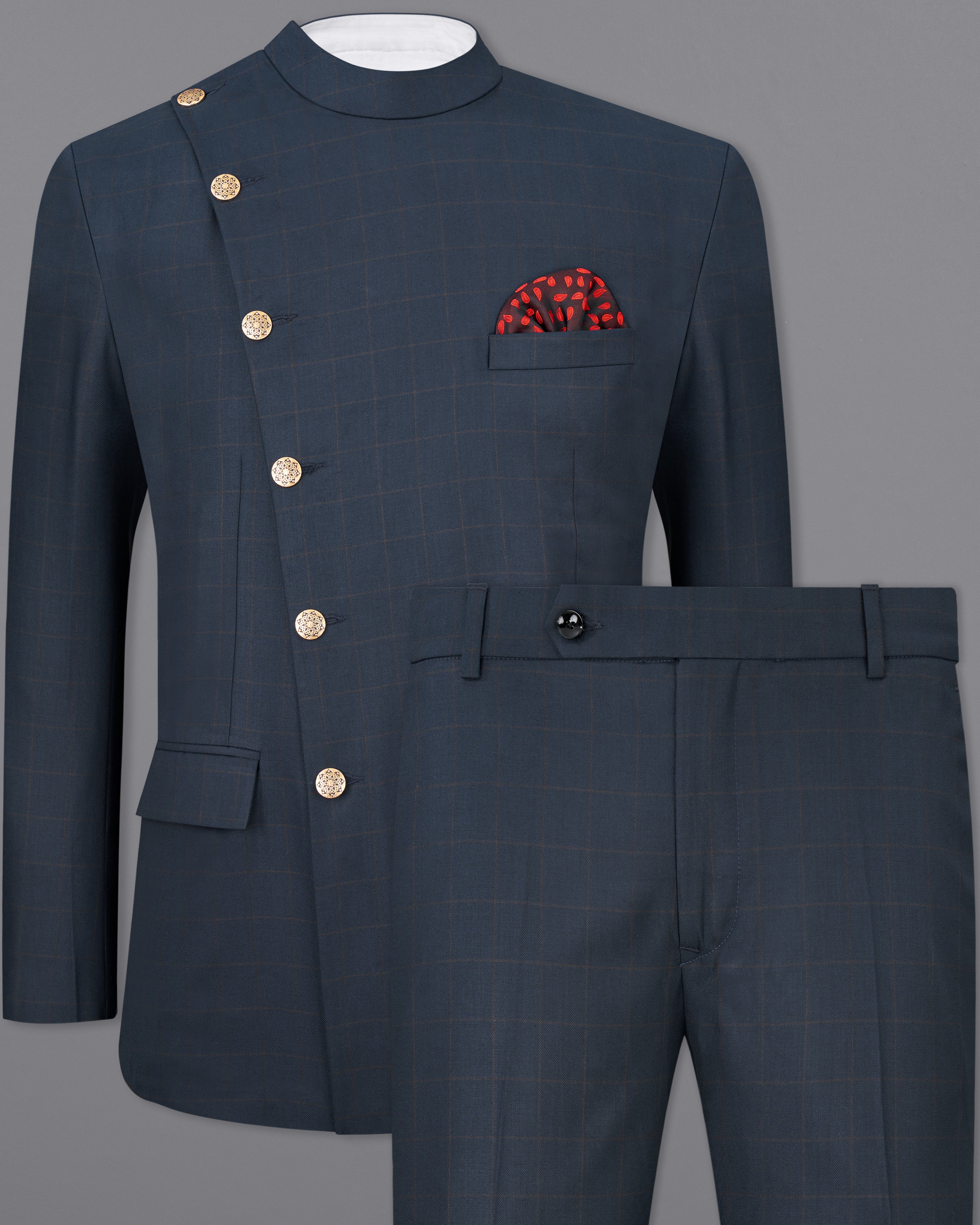 Ebony Clay Blue Windowpane Cross Buttoned Bandhgaala Suit ST2501-CBG2-36, ST2501-CBG2-38, ST2501-CBG2-40, ST2501-CBG2-42, ST2501-CBG2-44, ST2501-CBG2-46, ST2501-CBG2-48, ST2501-CBG2-50, ST2501-CBG2-52, ST2501-CBG2-54, ST2501-CBG2-56, ST2501-CBG2-58, ST2501-CBG2-60