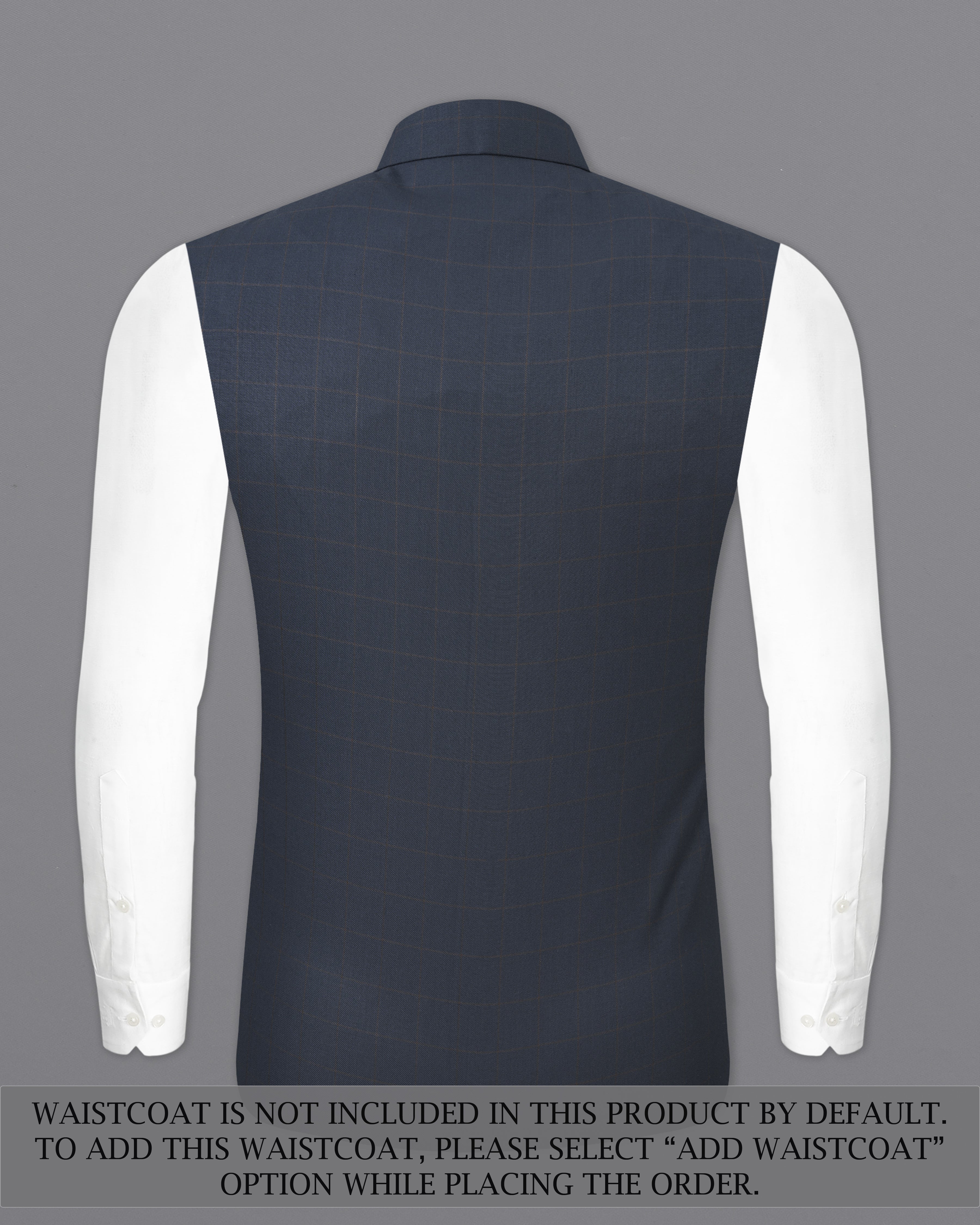 Ebony Clay Blue Windowpane Cross Placket Bandhgala Suit