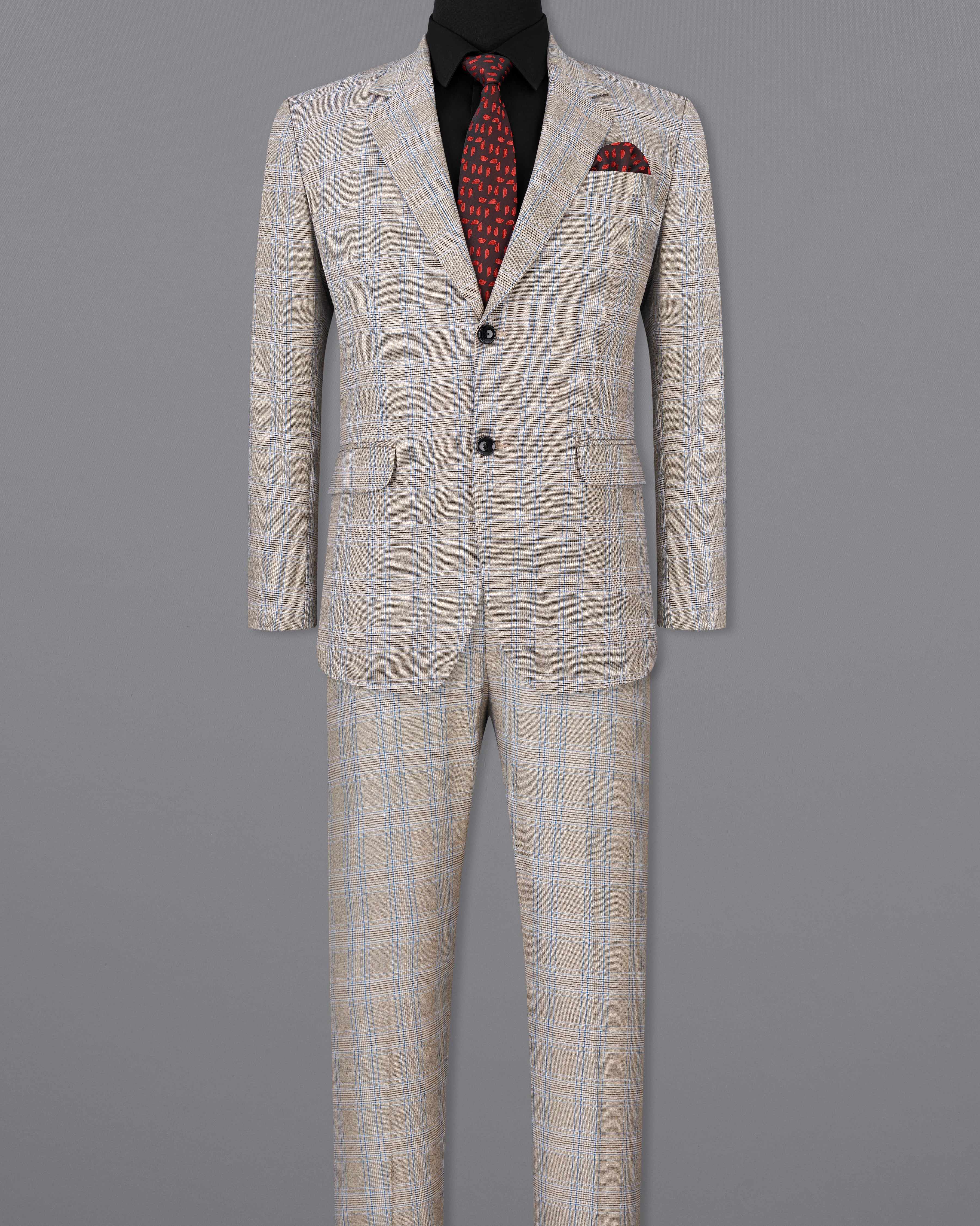 Sandrift Brown with Persian Blue Plaid Single Breasted Suit ST2512-SB-36, ST2512-SB-38, ST2512-SB-40, ST2512-SB-42, ST2512-SB-44, ST2512-SB-46, ST2512-SB-48, ST2512-SB-50, ST2512-SB-52, ST2512-SB-54, ST2512-SB-56, ST2512-SB-58, ST2512-SB-60