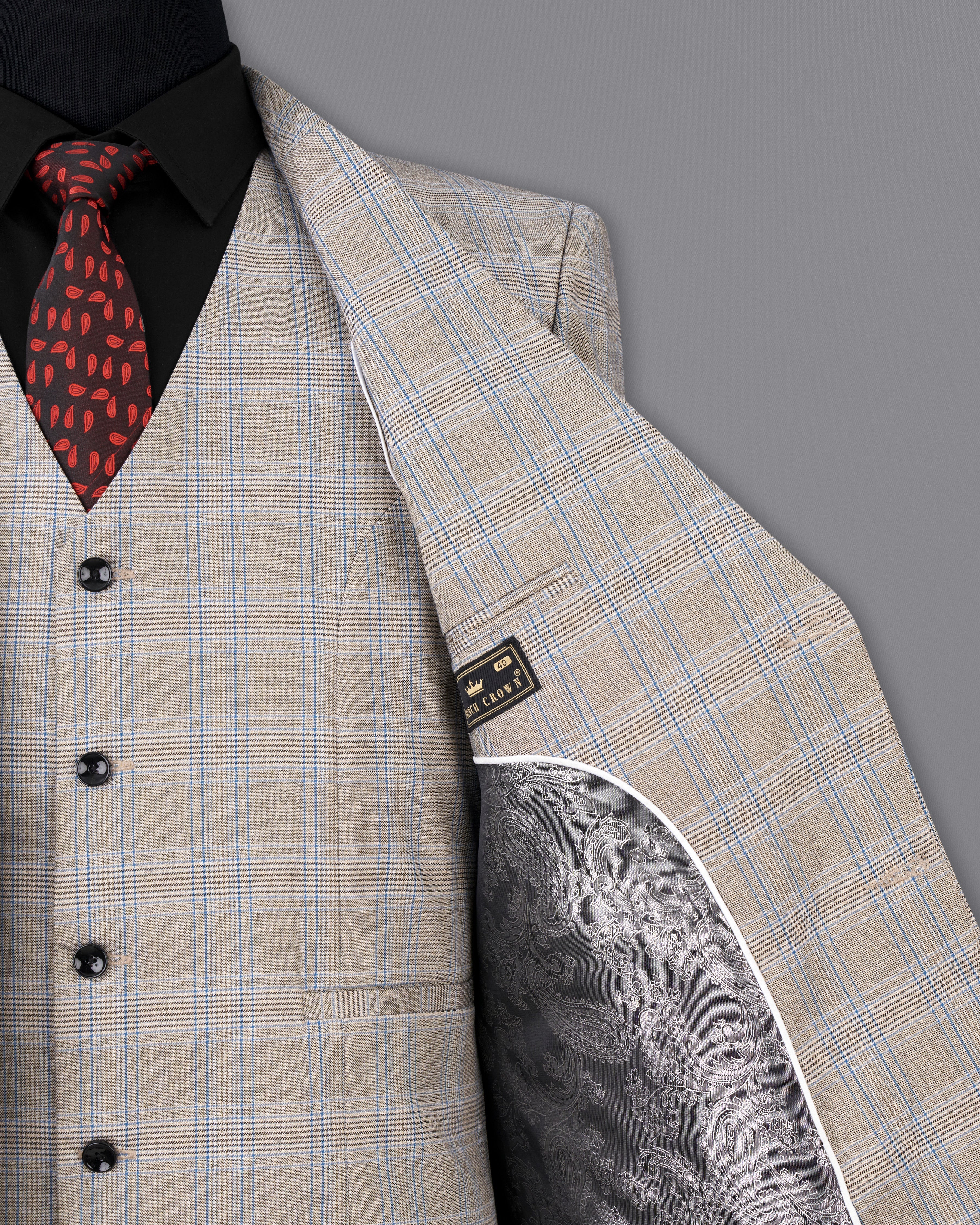 Sandrift Brown with Persian Blue Plaid Single Breasted Suit ST2512-SB-36, ST2512-SB-38, ST2512-SB-40, ST2512-SB-42, ST2512-SB-44, ST2512-SB-46, ST2512-SB-48, ST2512-SB-50, ST2512-SB-52, ST2512-SB-54, ST2512-SB-56, ST2512-SB-58, ST2512-SB-60