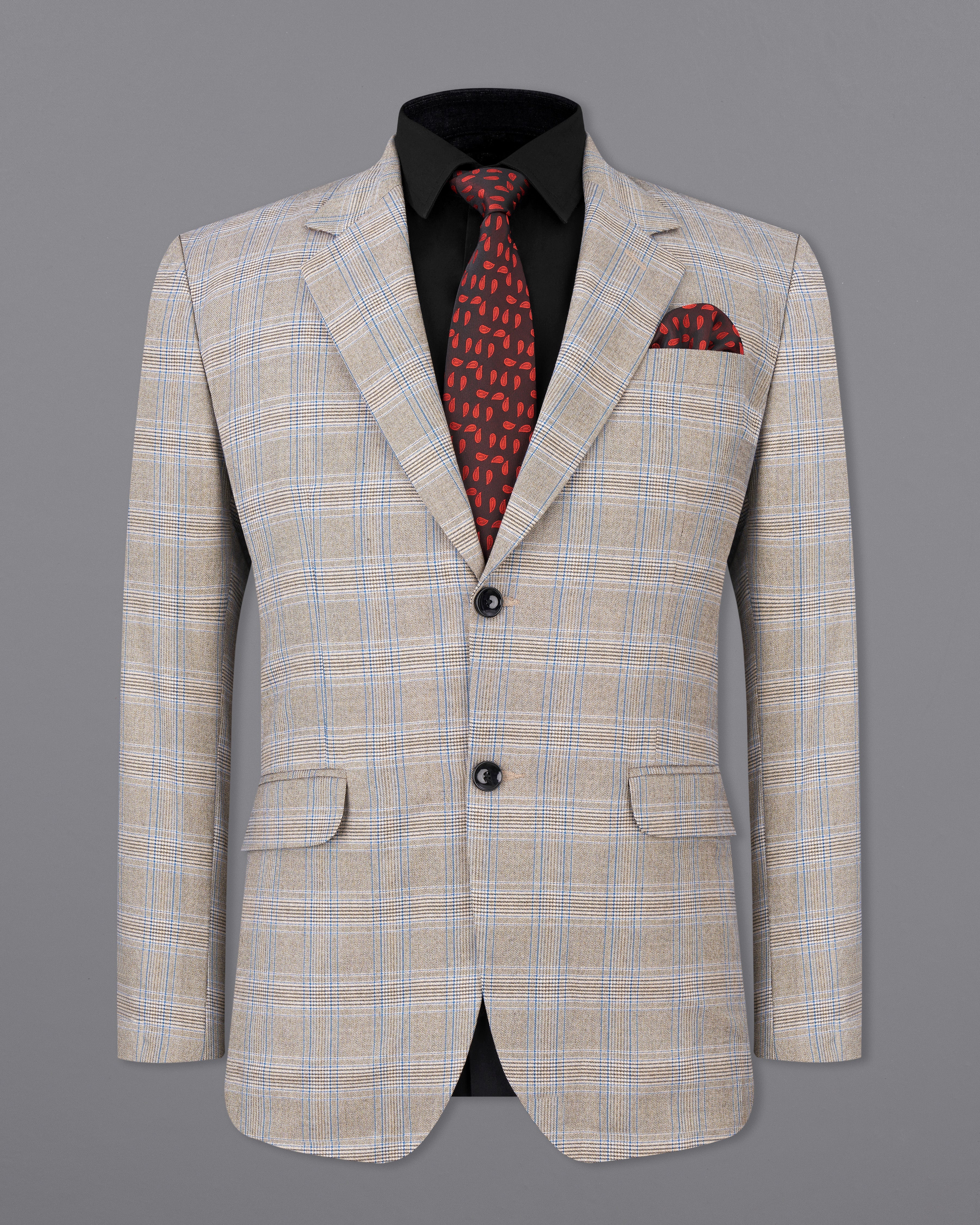 Sandrift Brown with Persian Blue Plaid Single Breasted Suit ST2512-SB-36, ST2512-SB-38, ST2512-SB-40, ST2512-SB-42, ST2512-SB-44, ST2512-SB-46, ST2512-SB-48, ST2512-SB-50, ST2512-SB-52, ST2512-SB-54, ST2512-SB-56, ST2512-SB-58, ST2512-SB-60