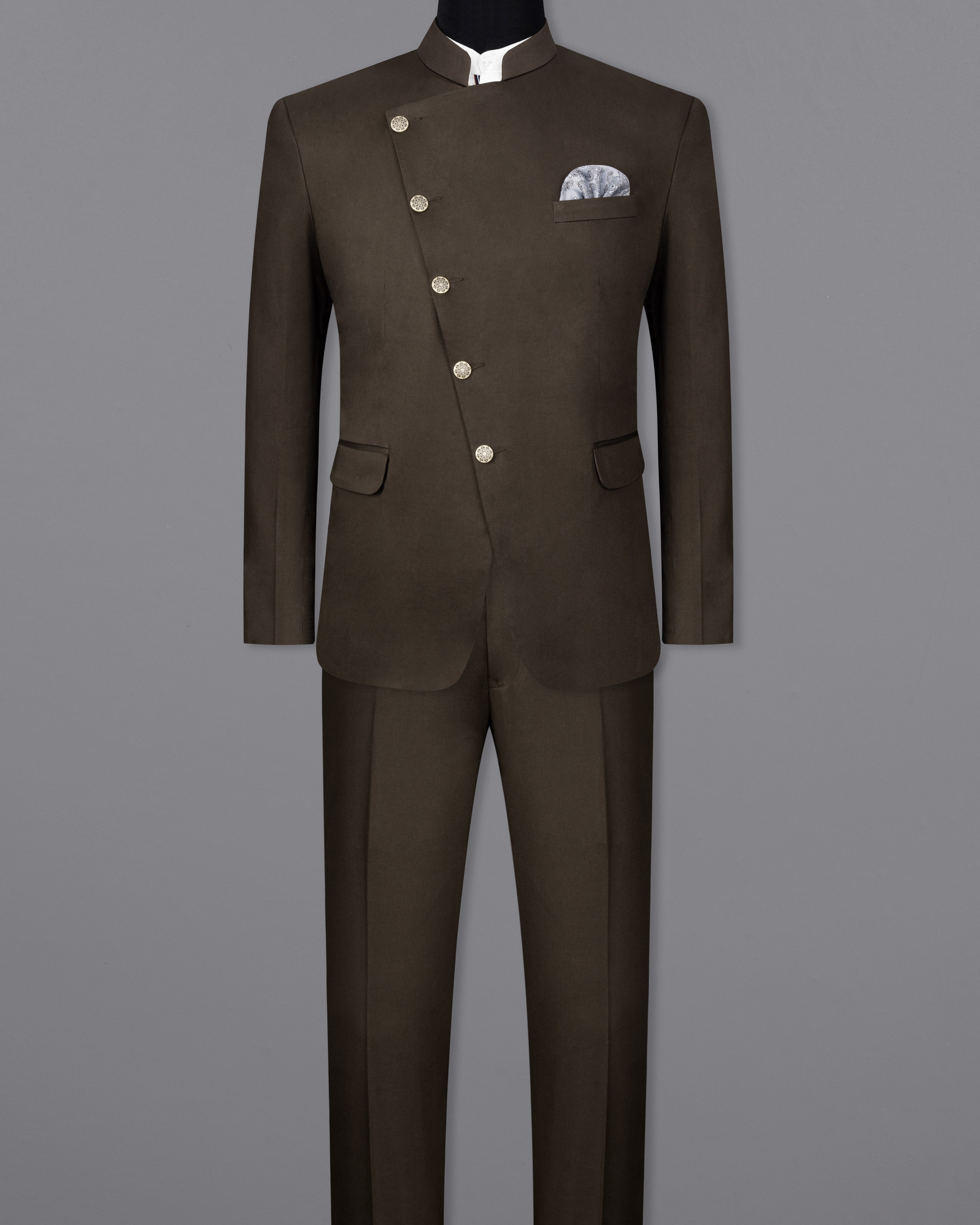 Walnut Brown Stretchable Premium Cotton Cross Placket Bandhgala traveler Suit ST2630-CBG-36, ST2630-CBG-38, ST2630-CBG-40, ST2630-CBG-42, ST2630-CBG-44, ST2630-CBG-46, ST2630-CBG-48, ST2630-CBG-50, ST2630-CBG-52, ST2630-CBG-54, ST2630-CBG-56, ST2630-CBG-58, ST2630-CBG-60