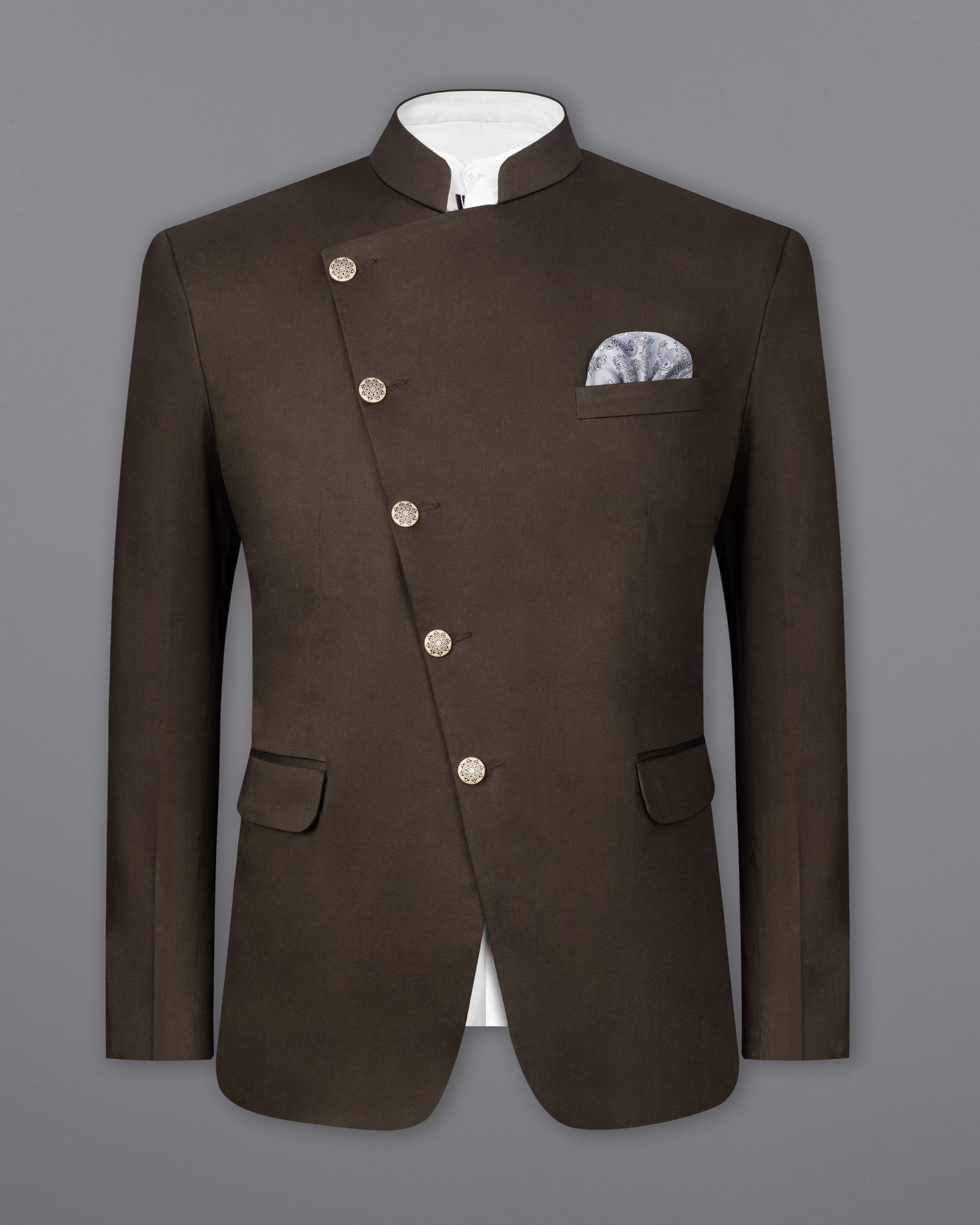 Walnut Brown Stretchable Premium Cotton Cross Placket Bandhgala traveler Suit ST2630-CBG-36, ST2630-CBG-38, ST2630-CBG-40, ST2630-CBG-42, ST2630-CBG-44, ST2630-CBG-46, ST2630-CBG-48, ST2630-CBG-50, ST2630-CBG-52, ST2630-CBG-54, ST2630-CBG-56, ST2630-CBG-58, ST2630-CBG-60