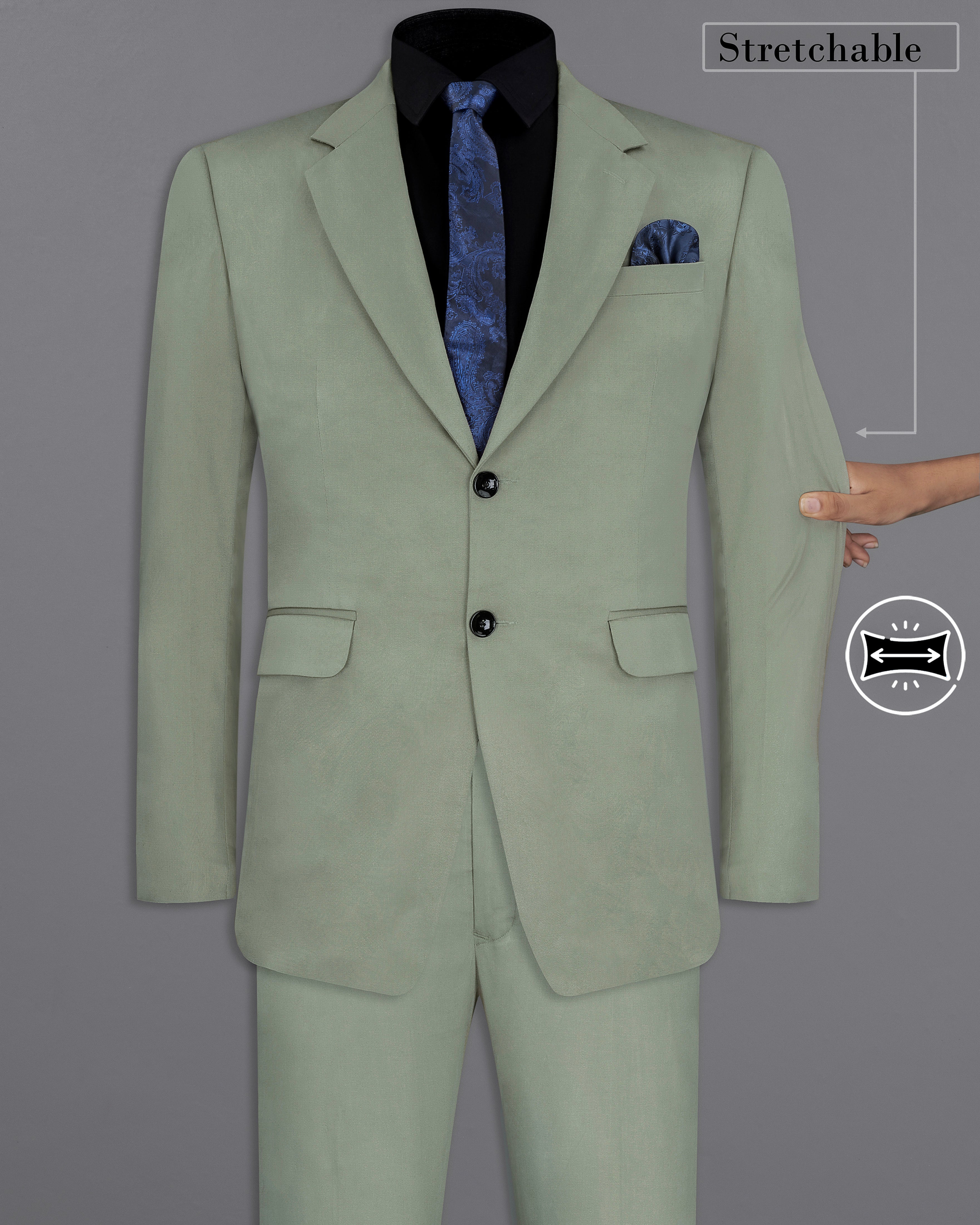 Granite Green Stretchable Premium Cotton traveler Suit