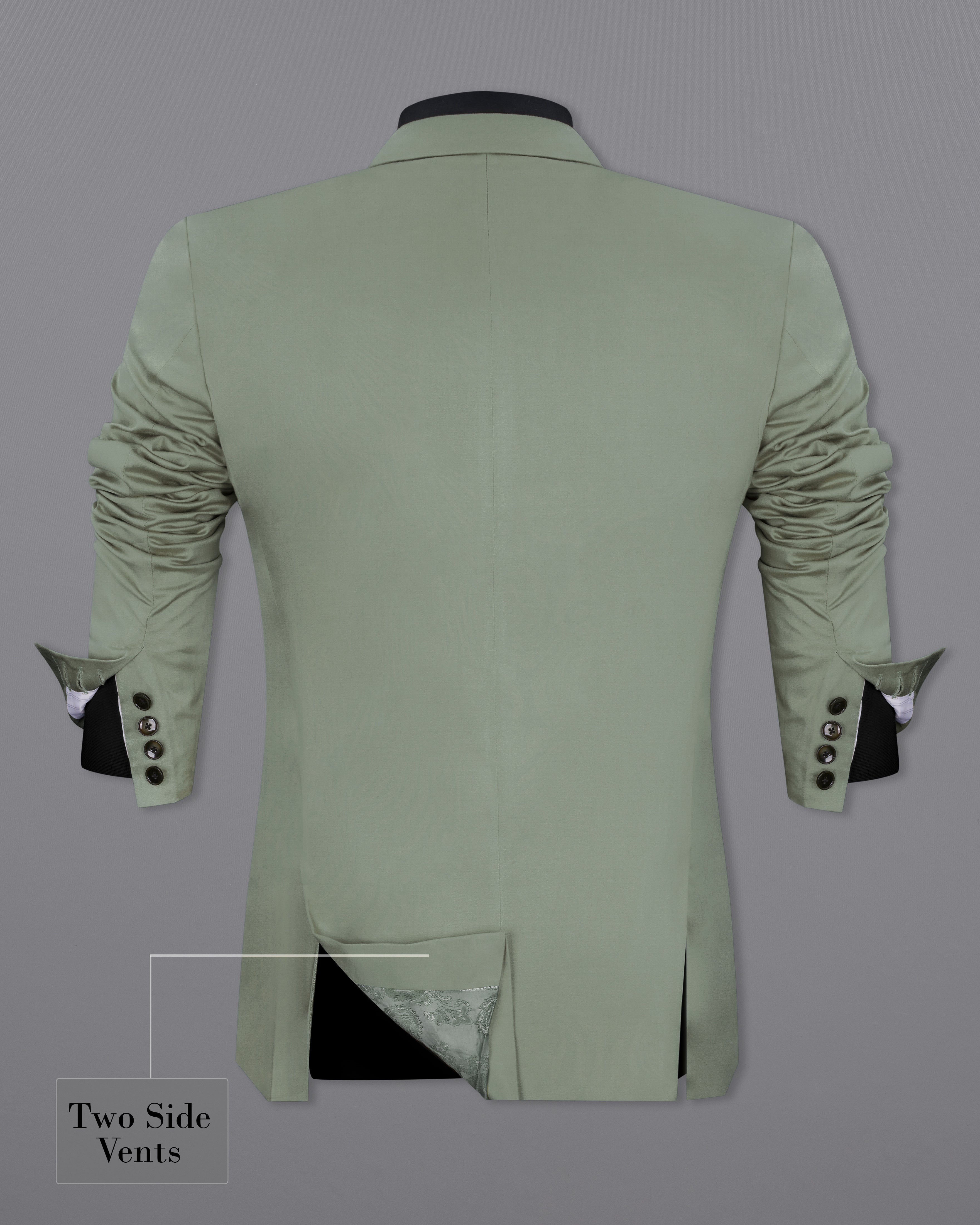 Granite Green Stretchable Double Breasted Premium Cotton traveler Suit