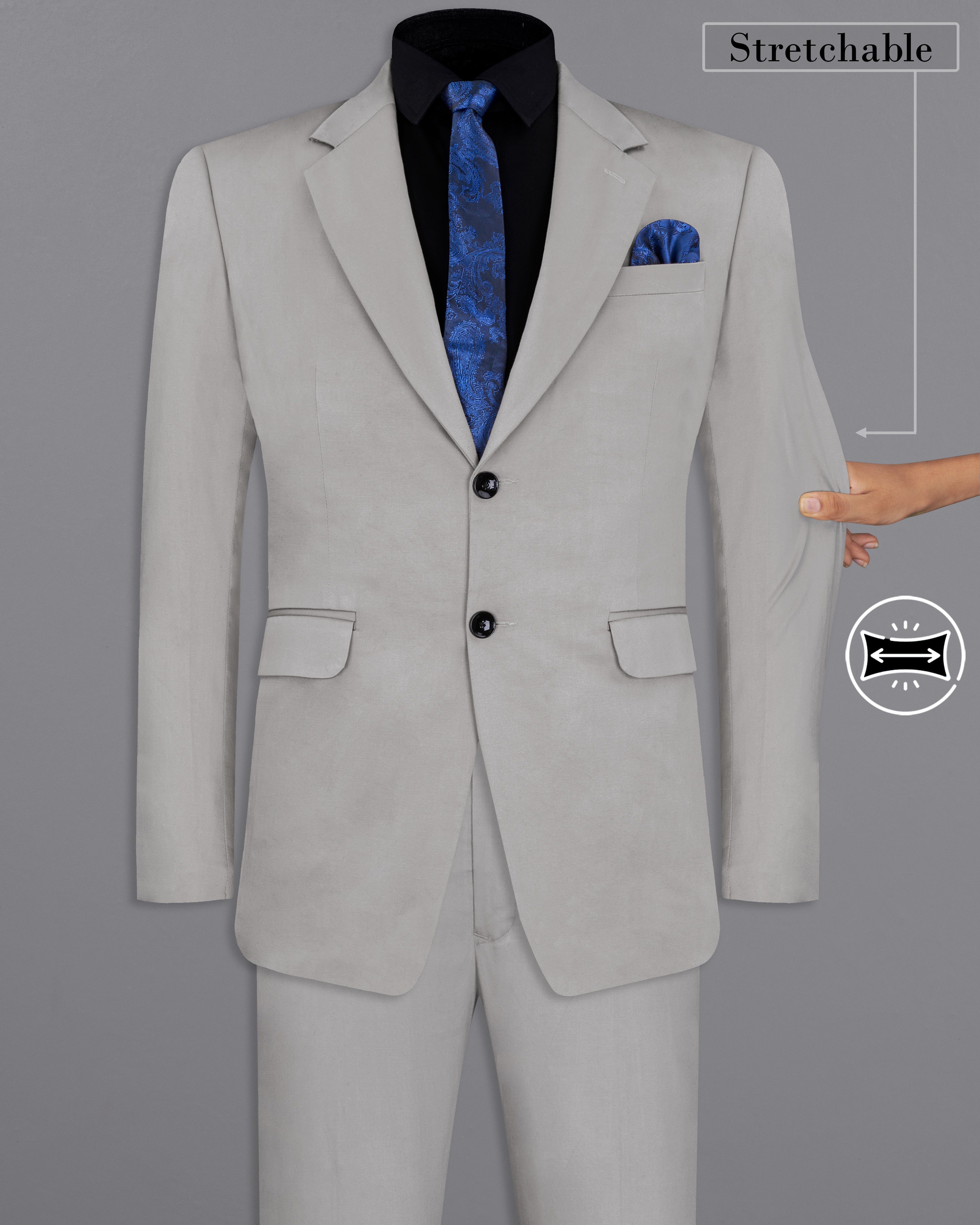 Martini Gray Stretchable Premium Cotton traveler Suit ST2667-SB-36,ST2667-SB-38,ST2667-SB-40,ST2667-SB-42,ST2667-SB-44,ST2667-SB-46,ST2667-SB-48,ST2667-SB-50,ST2667-SB-52,ST2667-SB-54,ST2667-SB-56,ST2667-SB-58,ST2667-SB-60