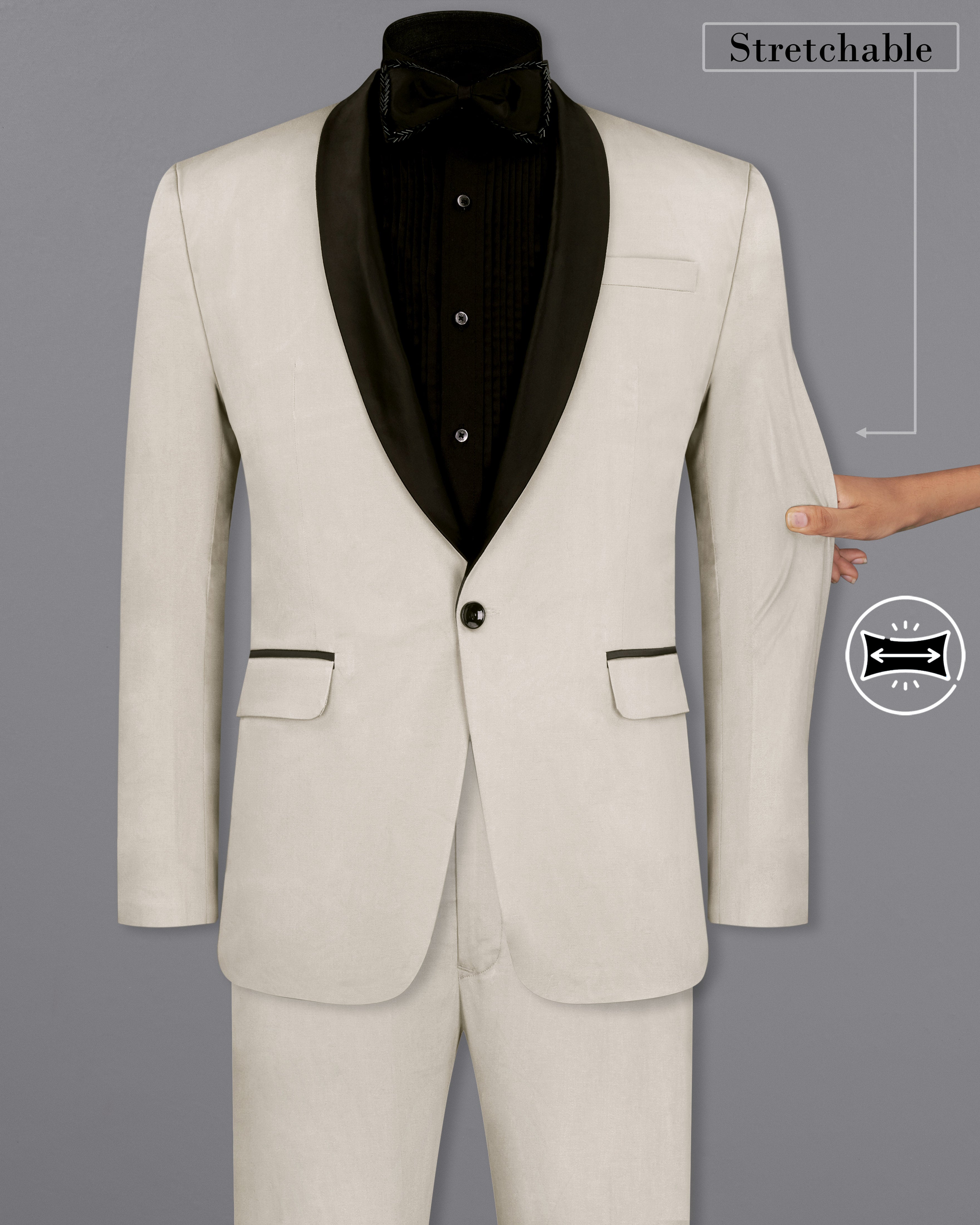 Sisal Light Gray Tuxedo Premium Cotton Stretchable Suit ST2681-BKL, ST2681-BKL-36, ST2681-BKL-38, ST2681-BKL-40, ST2681-BKL-42, ST2681-BKL-44, ST2681-BKL-46, ST2681-BKL-48, ST2681-BKL-50, ST2681-BKL-52, ST2681-BKL-54, ST2681-BKL-56, ST2681-BKL-58, ST2681-BKL-60