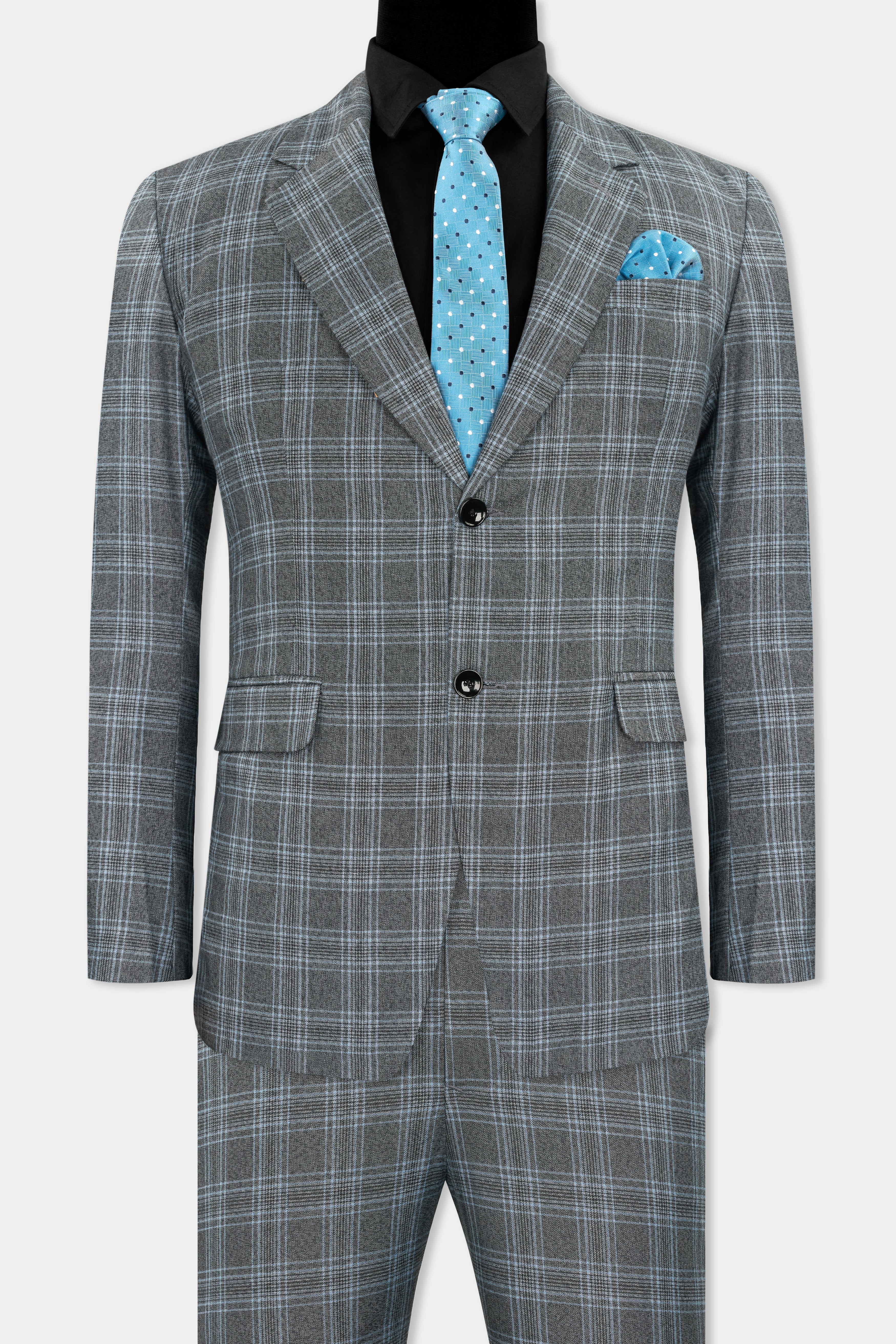 Ironside and Casper Gray Plaid Wool Rich Single Breasted Suit ST2744-SB-36,ST2744-SB-38,ST2744-SB-40,ST2744-SB-42,ST2744-SB-44,ST2744-SB-46,ST2744-SB-48,ST2744-SB-50,ST2744-SB-52,ST2744-SB-54,ST2744-SB-56,ST2744-SB-58,ST2744-SB-60