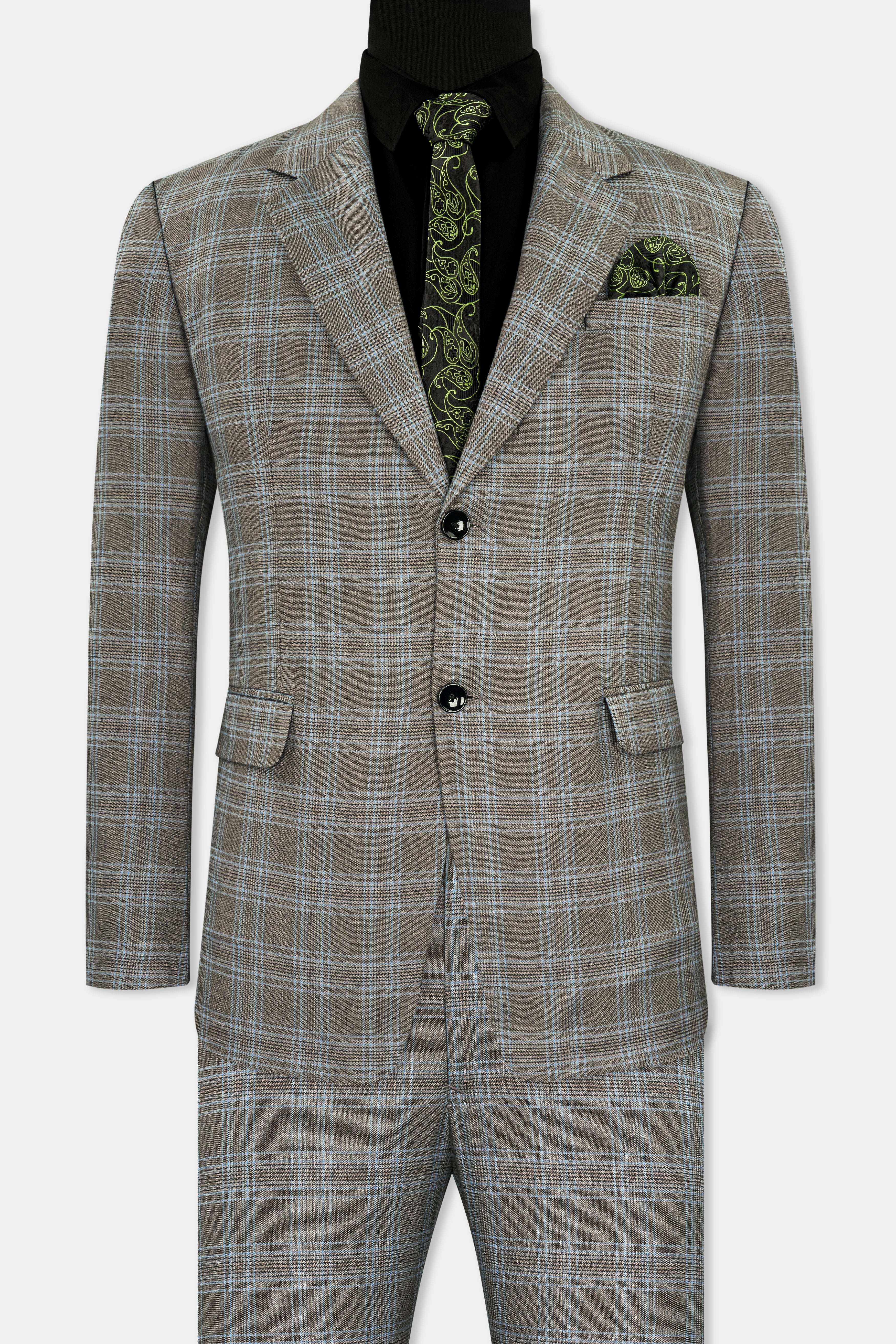 Dorado Brown with Casper Gray Plaid Wool Rich Single Breasted Suit ST2746-SB-36,ST2746-SB-38,ST2746-SB-40,ST2746-SB-42,ST2746-SB-44,ST2746-SB-46,ST2746-SB-48,ST2746-SB-50,ST2746-SB-52,ST2746-SB-54,ST2746-SB-56,ST2746-SB-58,ST2746-SB-60