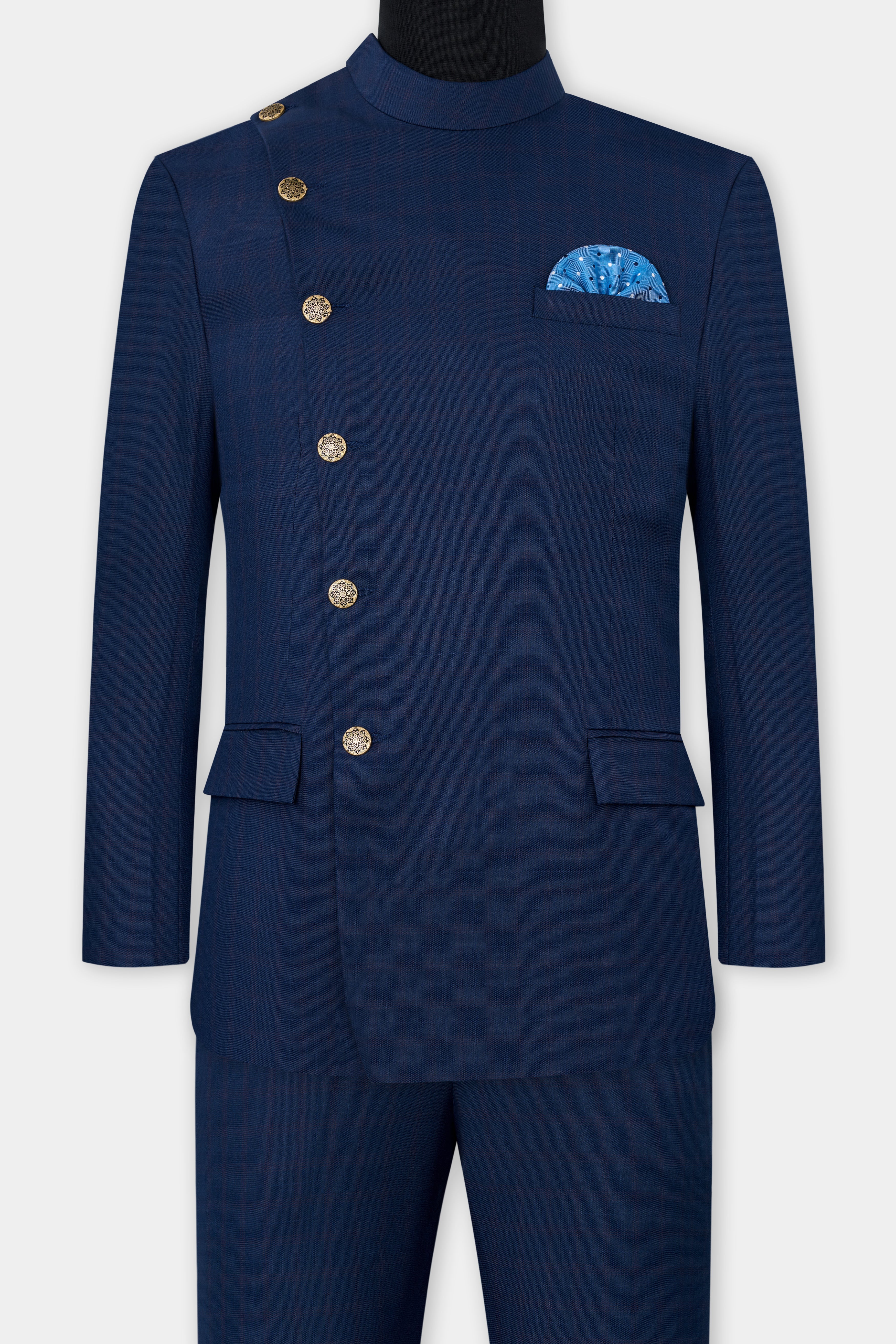 Nile Blue Wool Rich Cross Buttoned Bandhgala Suit ST2806-CBG2-36,ST2806-CBG2-38,ST2806-CBG2-40,ST2806-CBG2-42,ST2806-CBG2-44,ST2806-CBG2-46,ST2806-CBG2-48,ST2806-CBG2-50,ST2806-CBG2-52,ST2806-CBG2-54,ST2806-CBG2-56,ST2806-CBG2-58,ST2806-CBG2-60