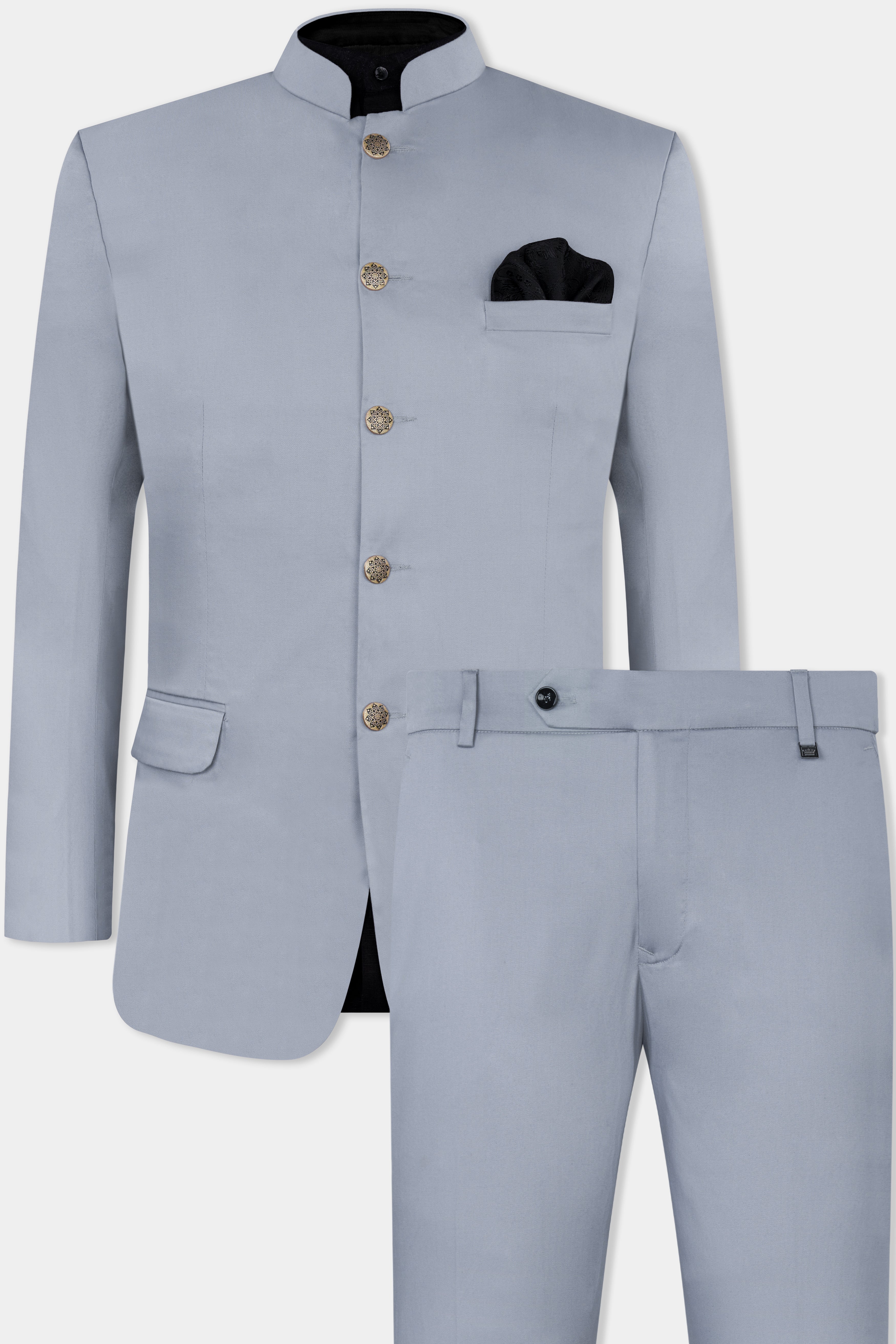 Nobel Gray Premium Cotton Bandhgala Stretchable Traveler Suit ST2812-BG-36, ST2812-BG-38, ST2812-BG-40, ST2812-BG-42, ST2812-BG-44, ST2812-BG-46, ST2812-BG-48, ST2812-BG-50, ST2812-BG-52, ST2812-BG-54, ST2812-BG-56, ST2812-BG-58, ST2812-BG-60