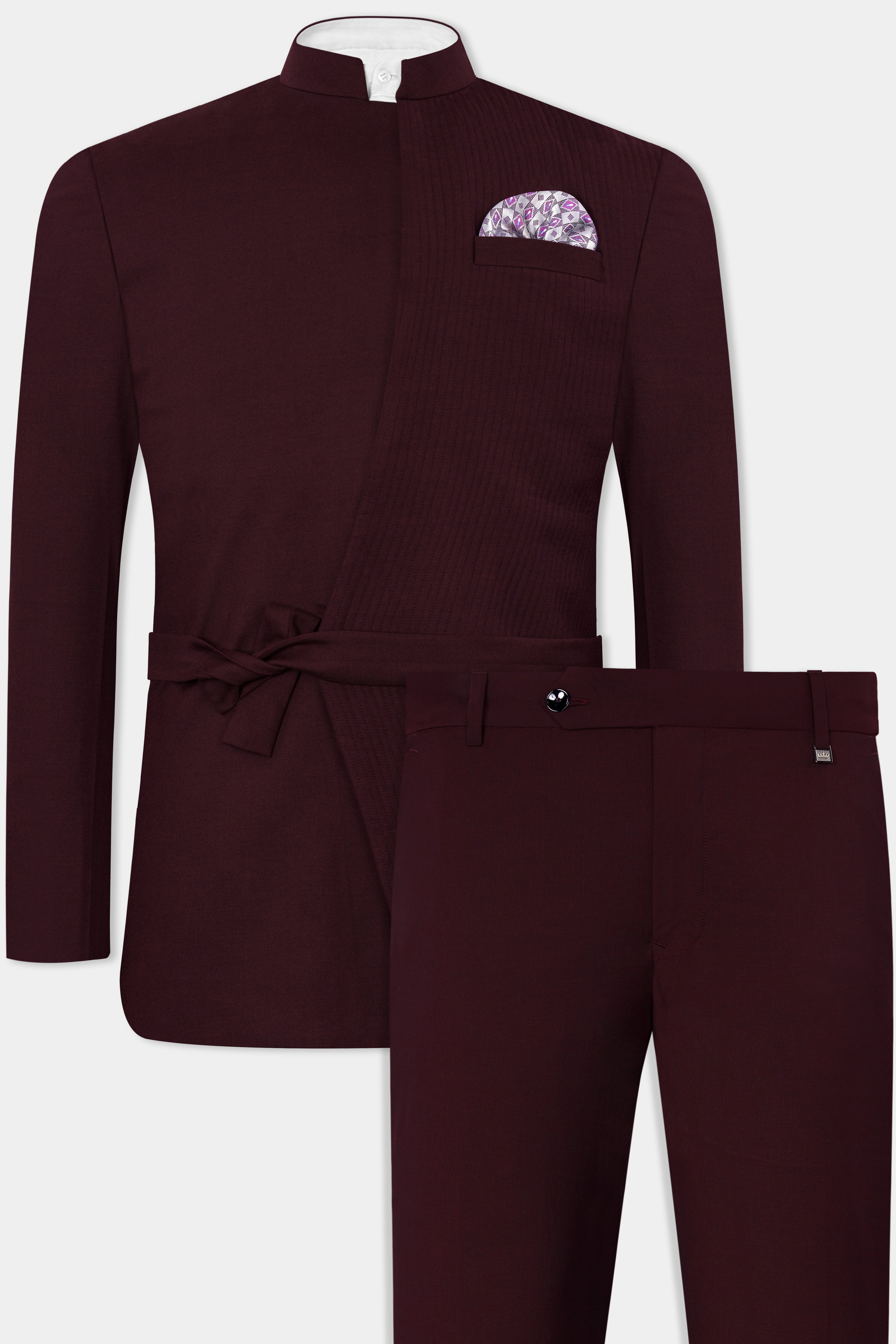 Umber Maroon Wool Rich Bandhgala Designer Suit ST2823-D173-36,ST2823-D173-38,ST2823-D173-40,ST2823-D173-42,ST2823-D173-44,ST2823-D173-46,ST2823-D173-48,ST2823-D173-50,ST2823-D173-52,ST2823-D173-54,ST2823-D173-56,ST2823-D173-58,ST2823-D173-60