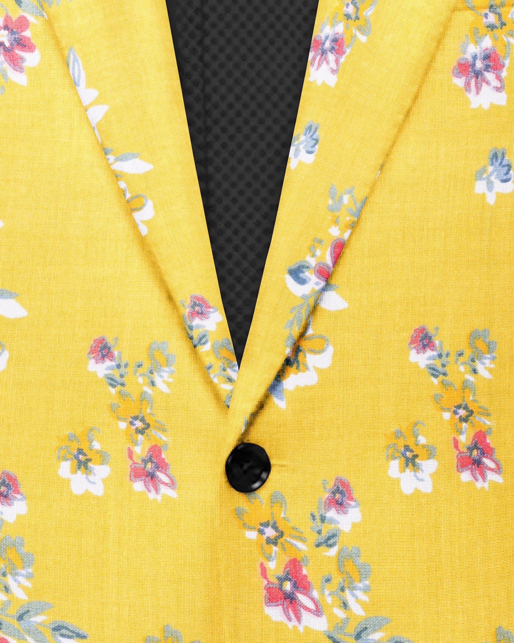 Sunshine yellow Flower Print Designer Blazer