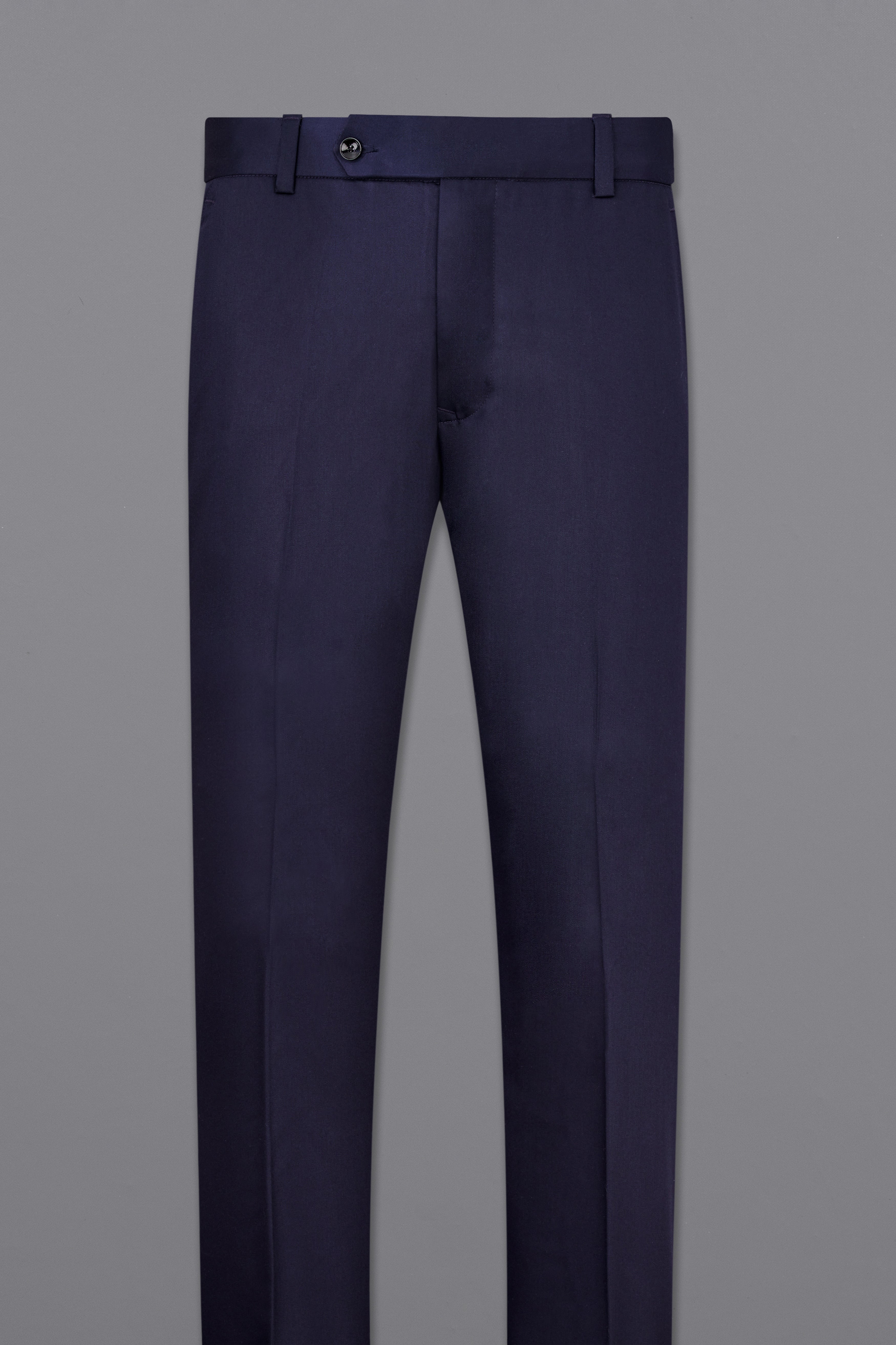 Navy Subtle Sheen Cross Placket Bandhgala/Mandarin Wool-Silk blend Suit