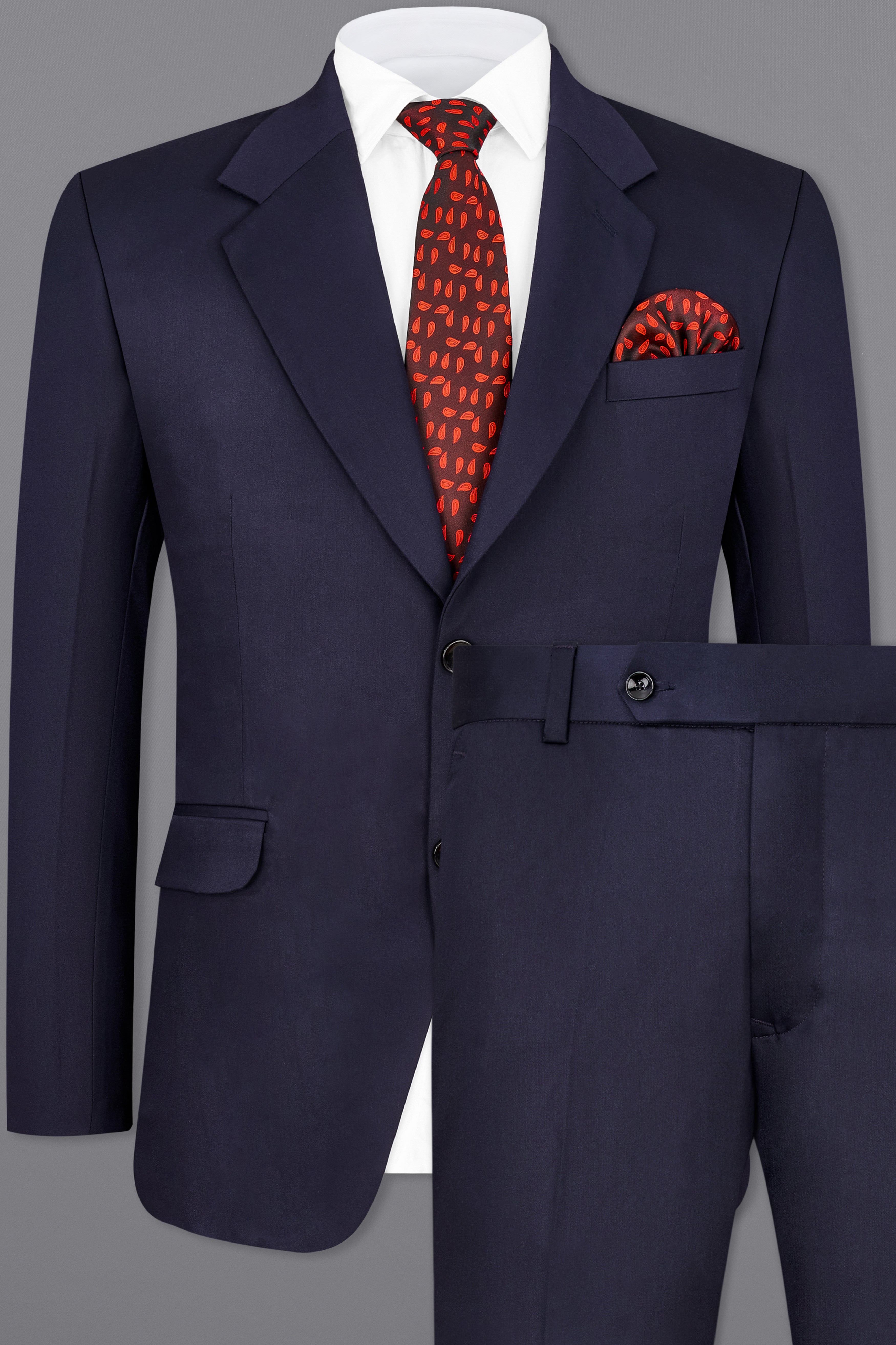 Navy Subtle Sheen Wool Blend Suit