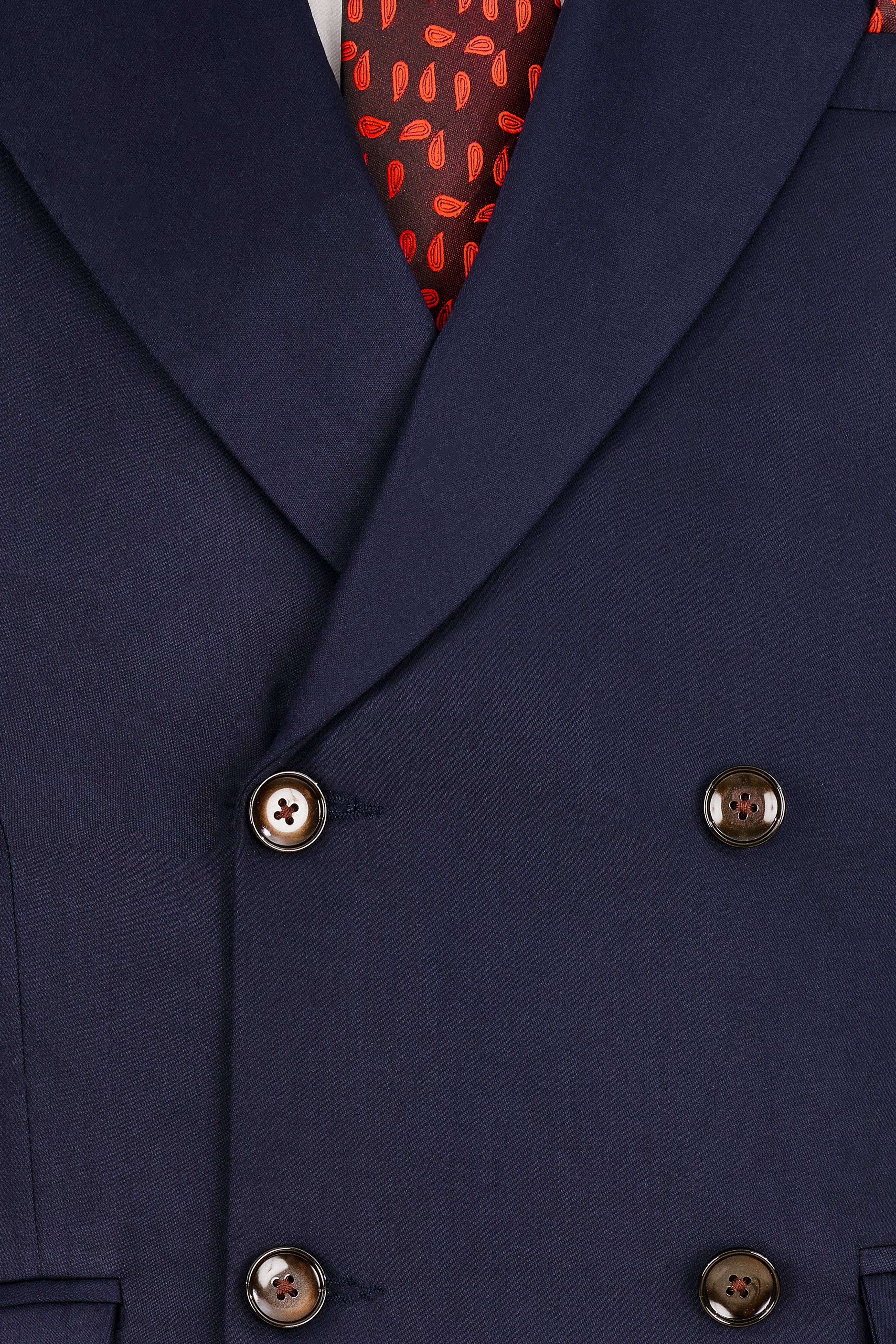 Navy Subtle Sheen Wool Blend Double Breasted Suit