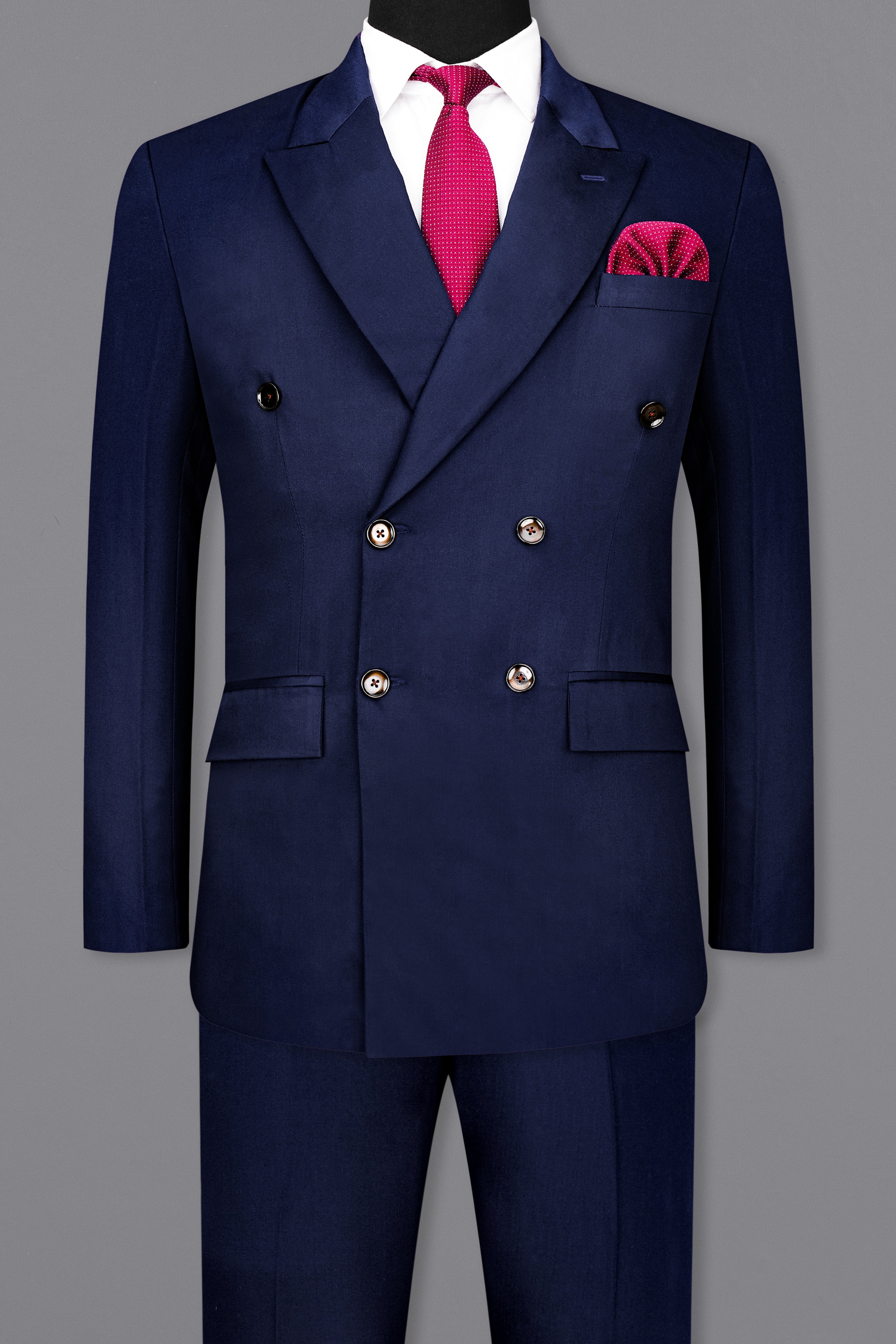 Space Blue Subtle Sheen Double Breasted Suit