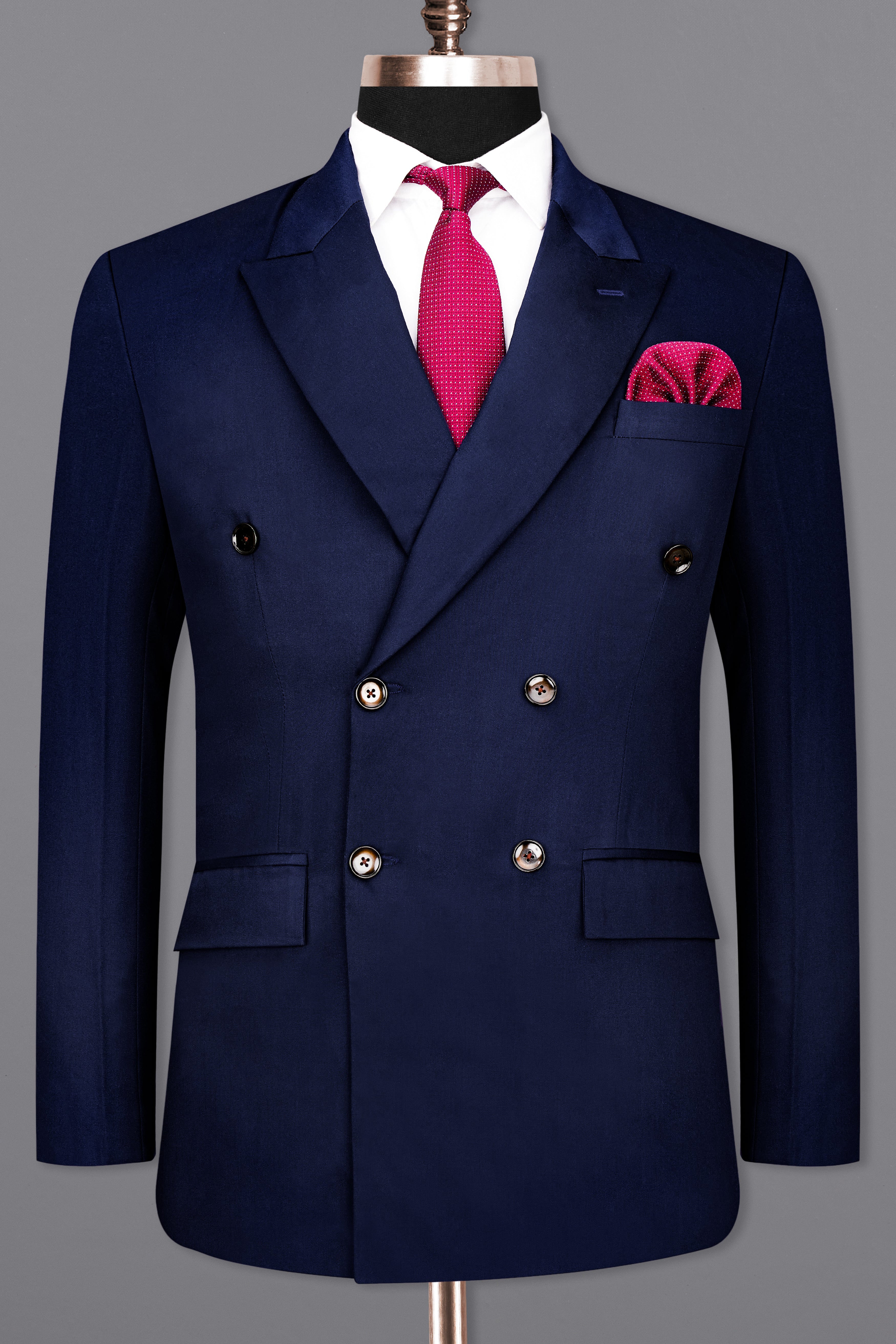 Space Blue Subtle Sheen Double Breasted Suit