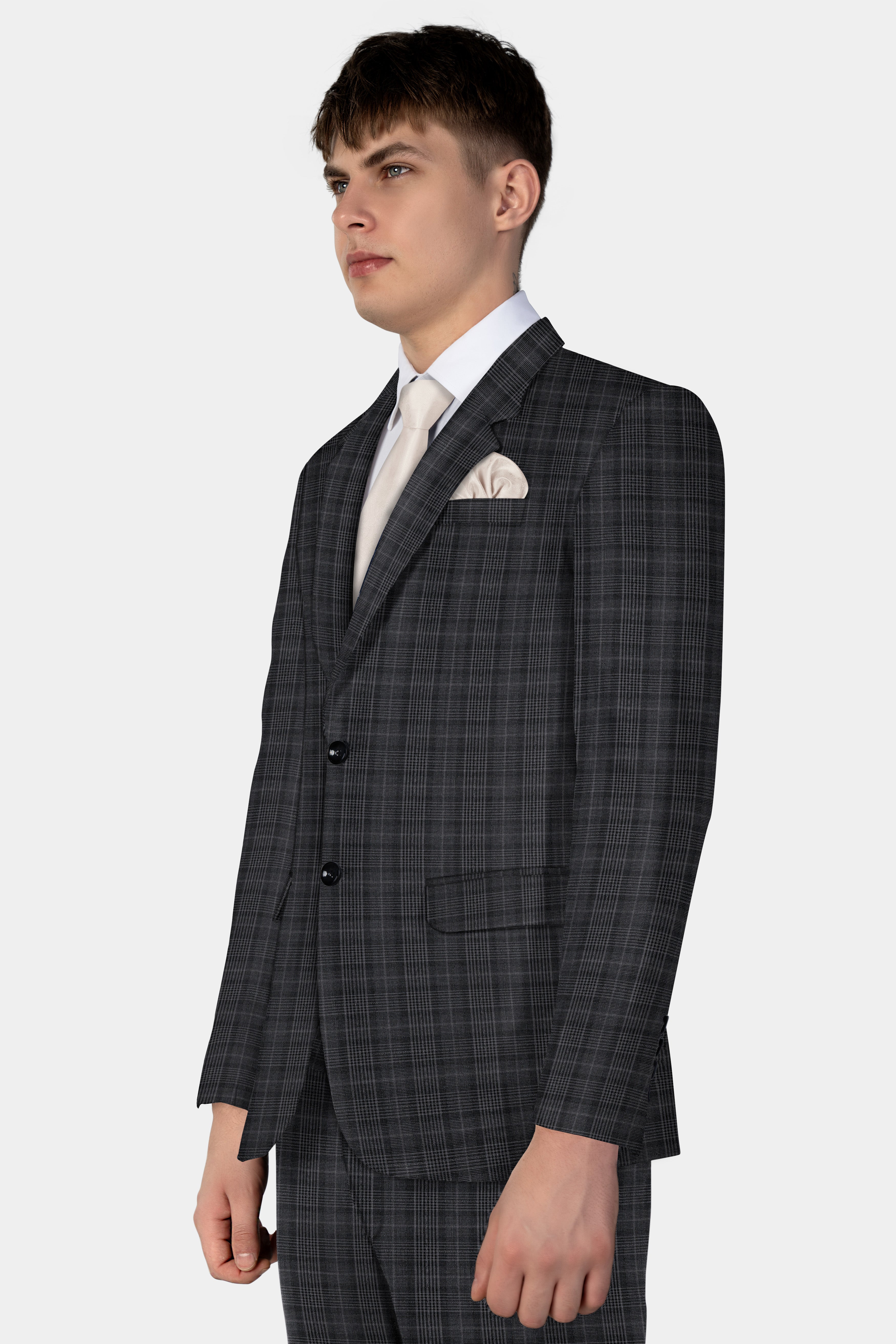 Charcoal Grey Plaid Suit